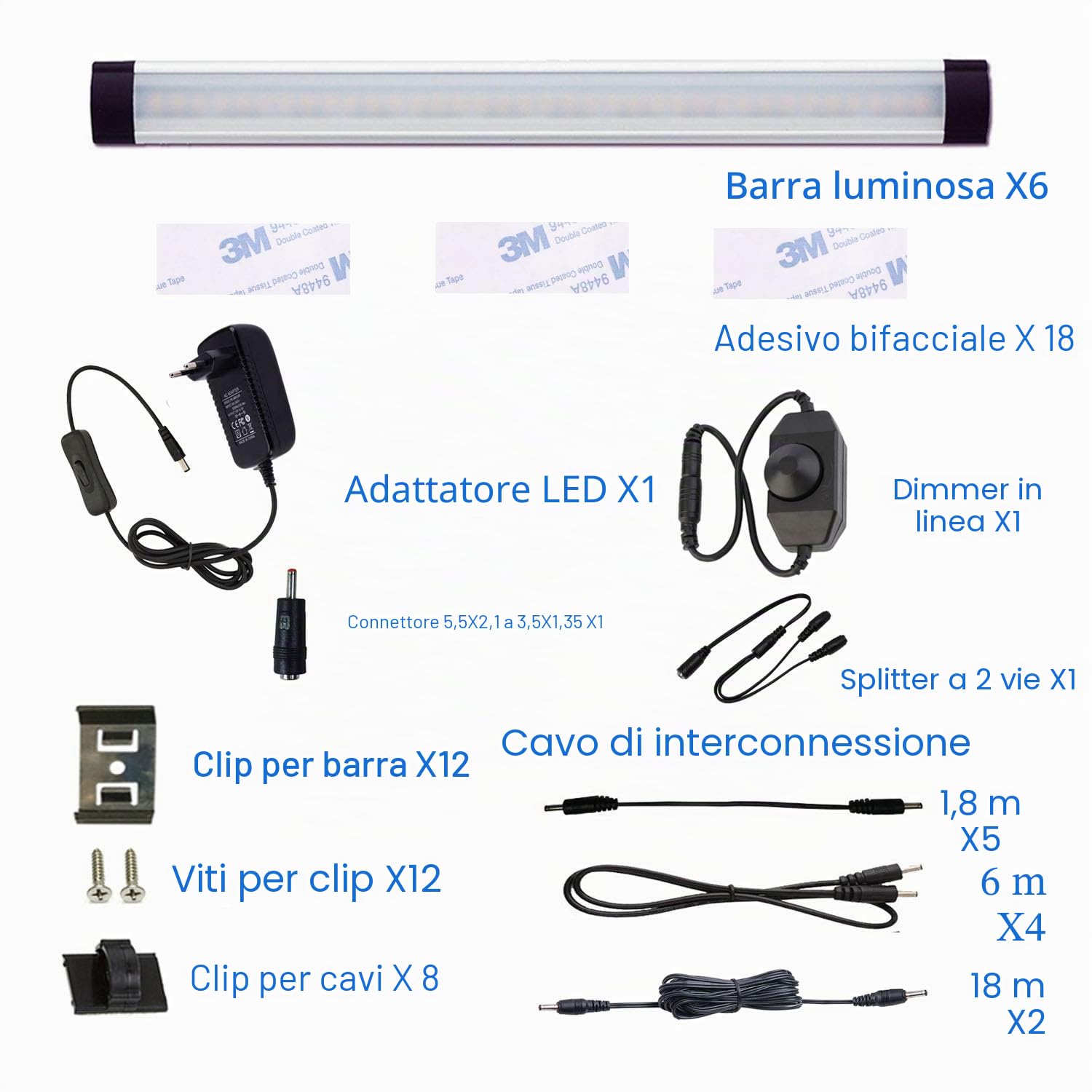 AIBOO Luce Sottopensile Cucina, Luci da Cucina Bar con Interruttore Dimmer A Quadrante per Bancone, Guardaroba, Illuminazione Dell'armadio(Bianco Caldo 2700K 6 Pannelli)
