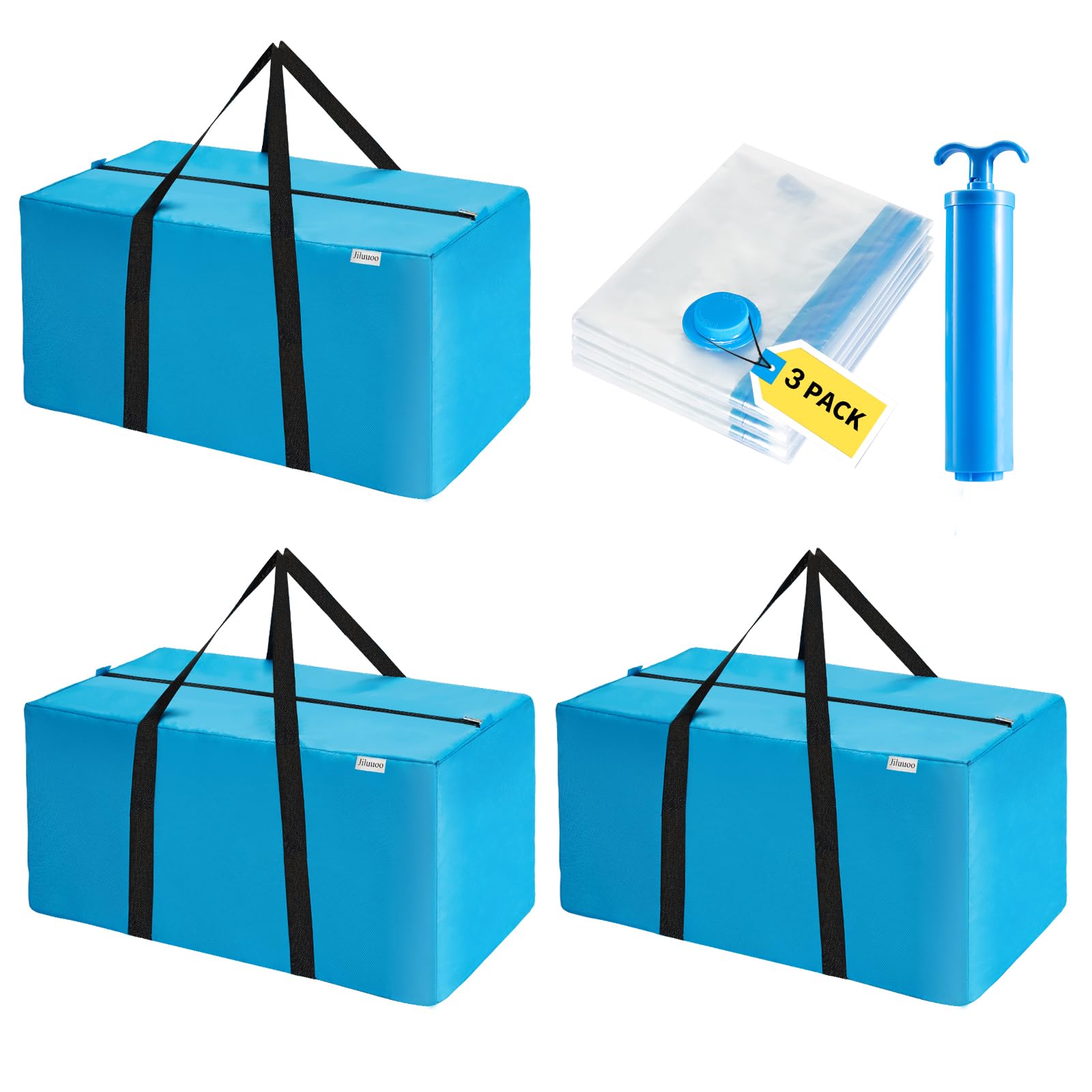Extra Large Moving Bags Heavy Duty Space Saver Vacuum Storage Vacuum Seal for Clothing Packing Blue for Moving Vaccine Sealed Blue Storage Bags (6