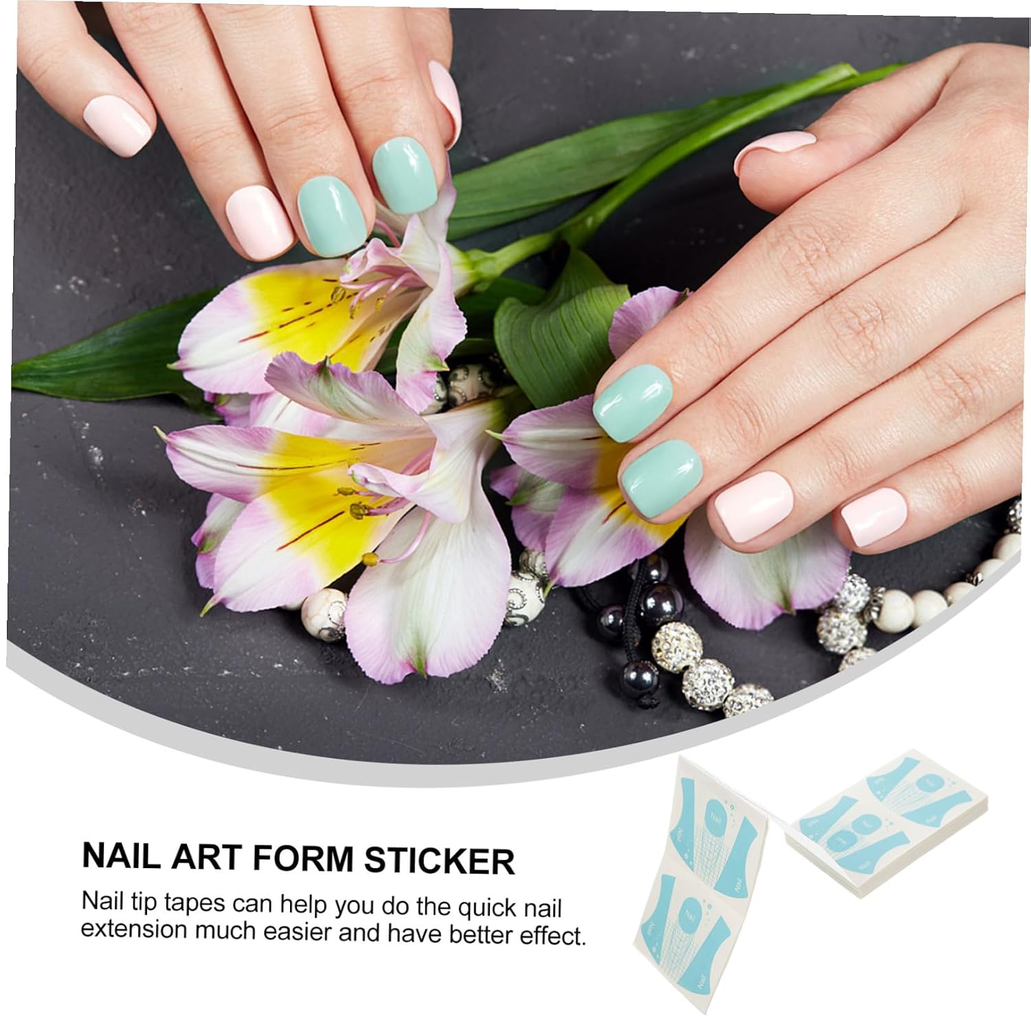 100sheets Nail Extension Guide Sticker Nail Art Design Manicure Tool for Home Use