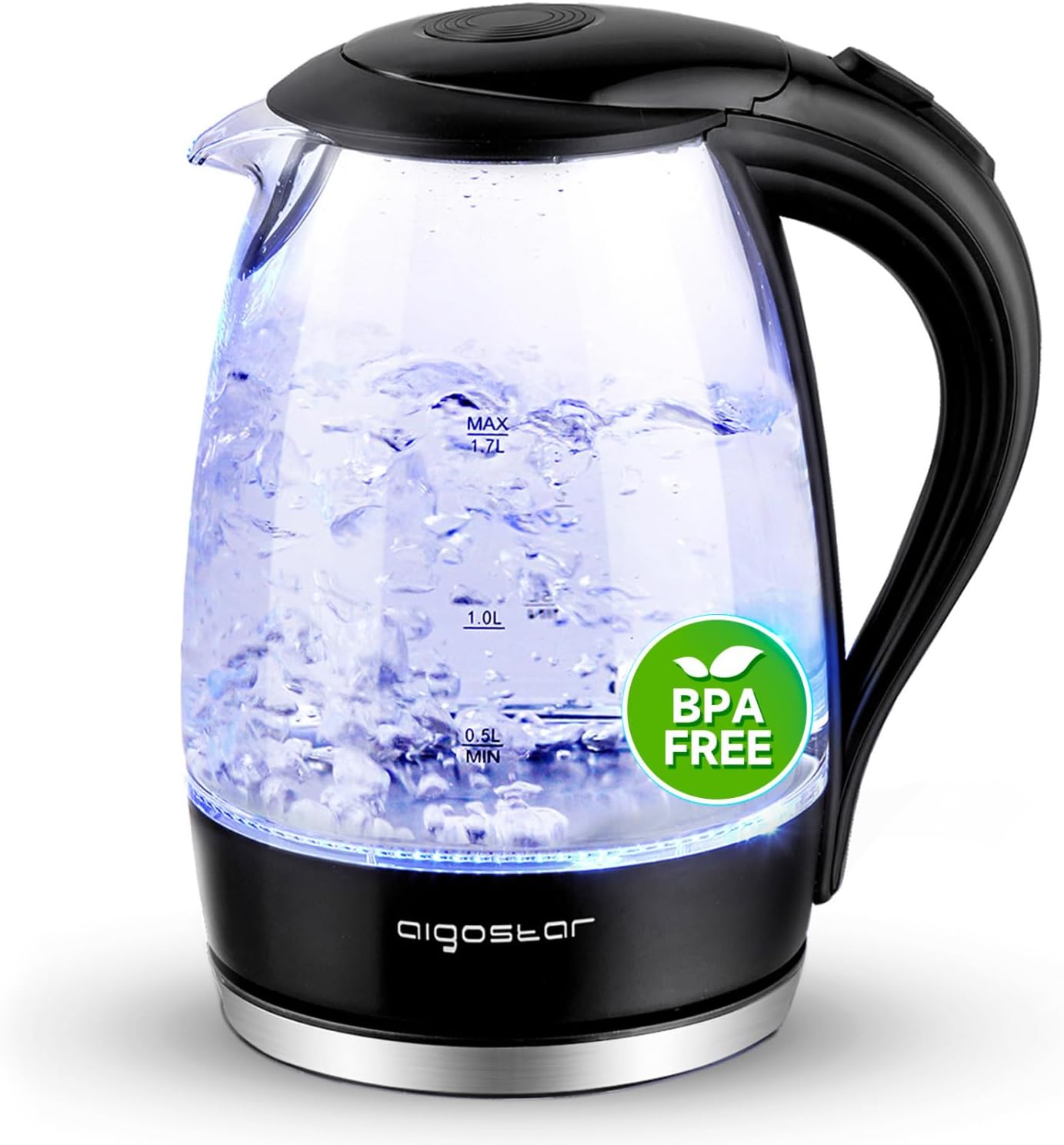 Bouilloire électrique transparente 1,7L Verre Inox LED 2200 W Sans BPA - Cuisine 3