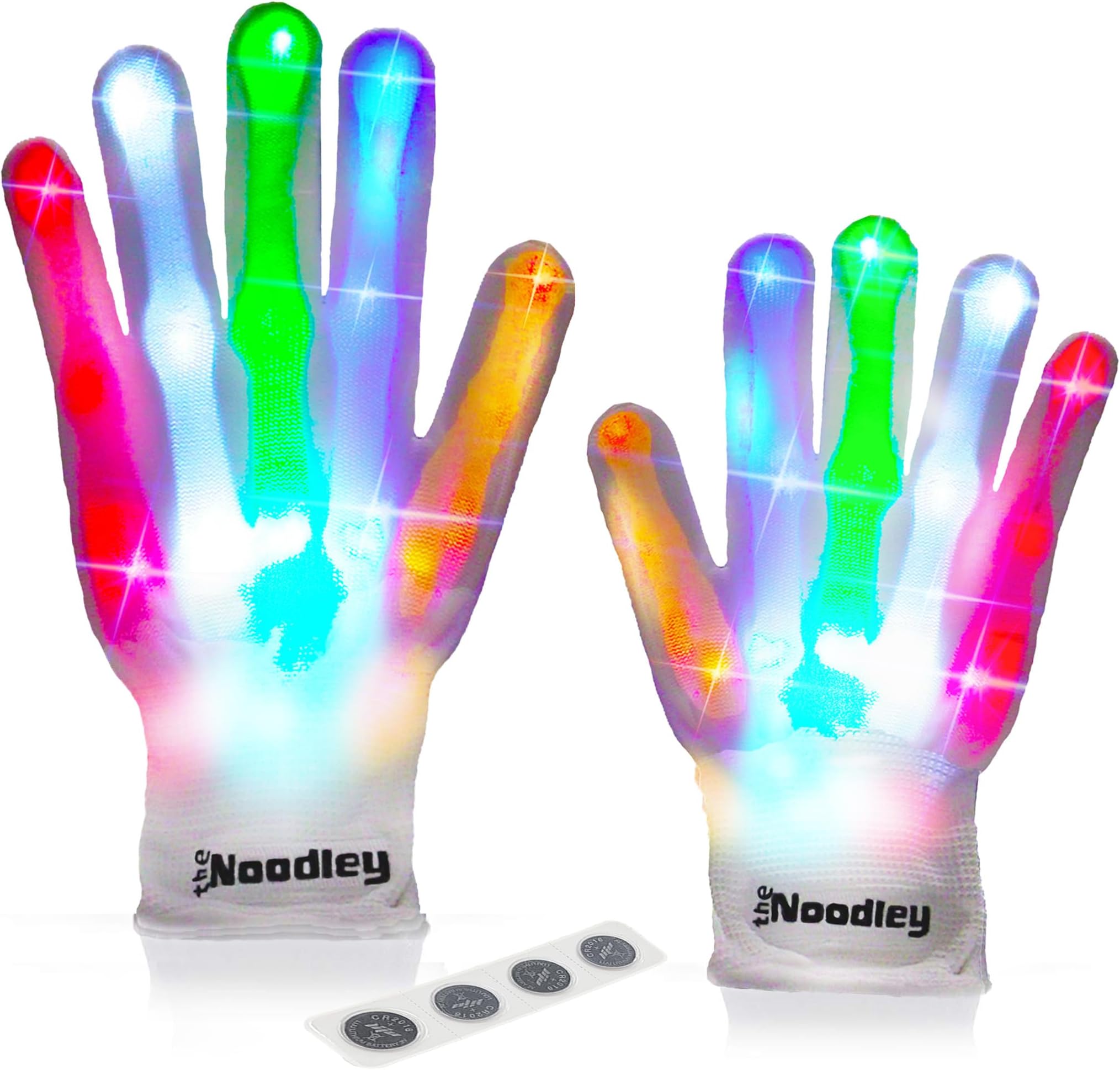 The NoodleyThe Noodley Skeleton Children's Toy for Boys LED Illuminated Gloves Sensory Toy for Autistic Children Cosplay Halloween Costume Stocking Stuffers Age 4 5 6 7 (Small, White)