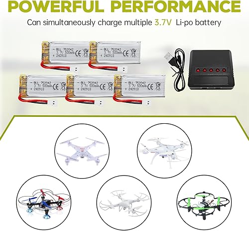 Miniatura 4 de Fytoo 3.7 V 500 mAh 25C Li5 en 1 Cargador de batería para H31 H37 H6D Hubsan X4 FPV H107C H107D H107L H107P H108 JXD392 JXD388 JXD385 UDI U816A MA