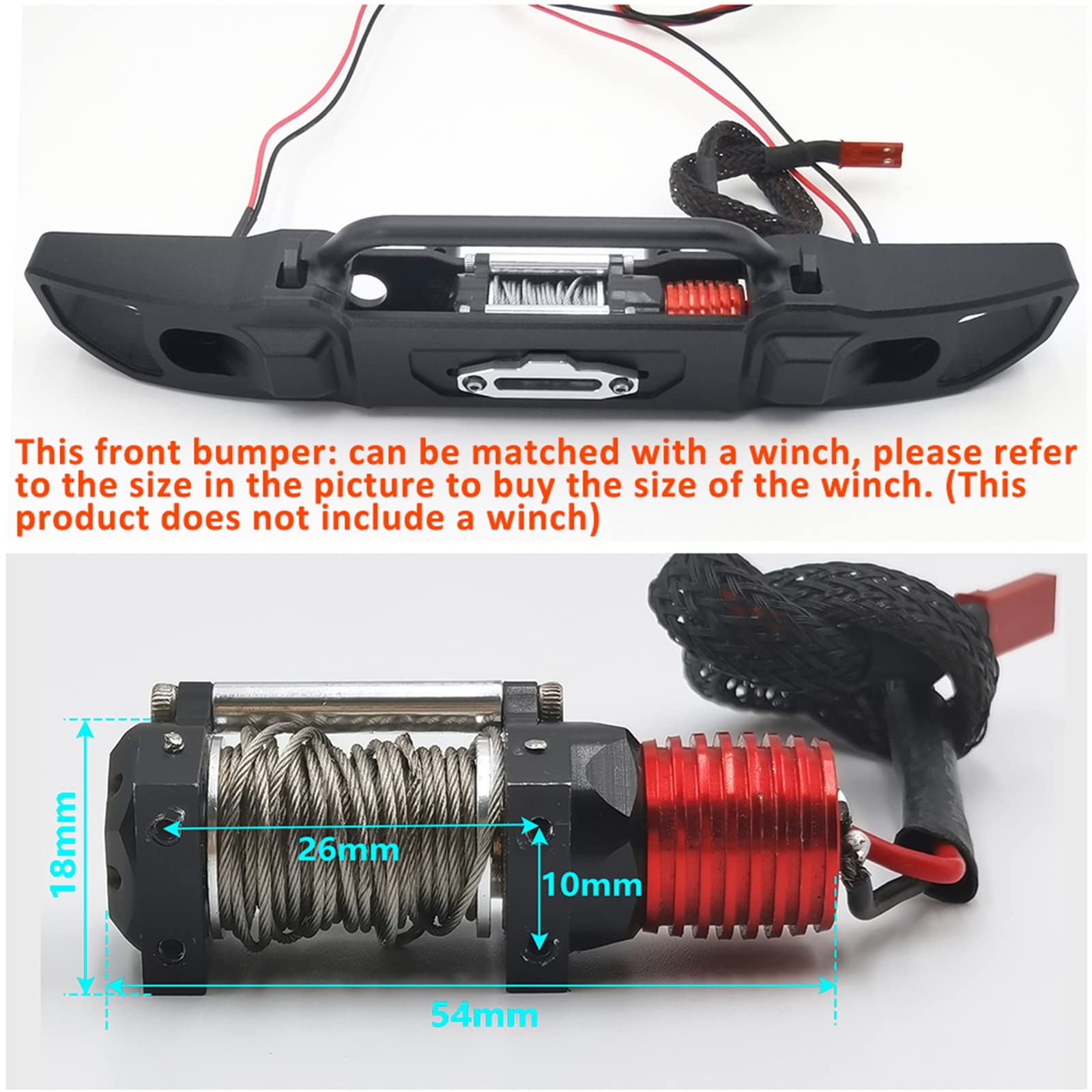 Runup Paraurti anteriore in metallo con luci a LED per Axial SCX10 III AXI03006 Gladiator AXI03007 Wrangler 1/10 RC Crawler Auto