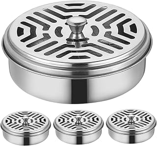 Mosquito Coil Holder, 4Pcs Mosquito Coil Incense Burner with Cover for Home Camping Indoor Outdoor Patio