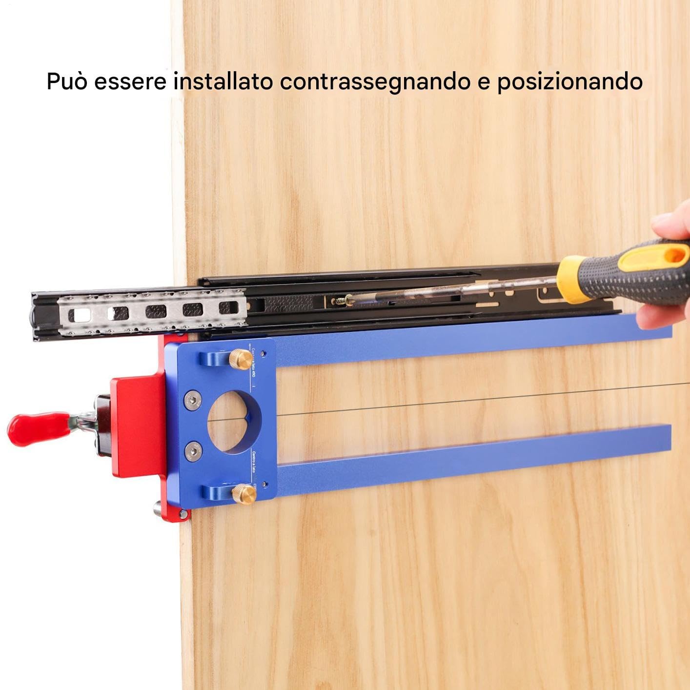 Maschera Ferramenta Armadio Guida Antiscivolo Da Falegnameria | Maschera posizionamento montaggio guide cassetti Falegnami carpentieri bagno mobile scrivania officina casa
