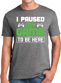 I Paused My Game to Be Here T-Shirt, Video Gamer Green Neon T Shirt for Men, Funny Humor Joke Gifts for Kids Boys Girls