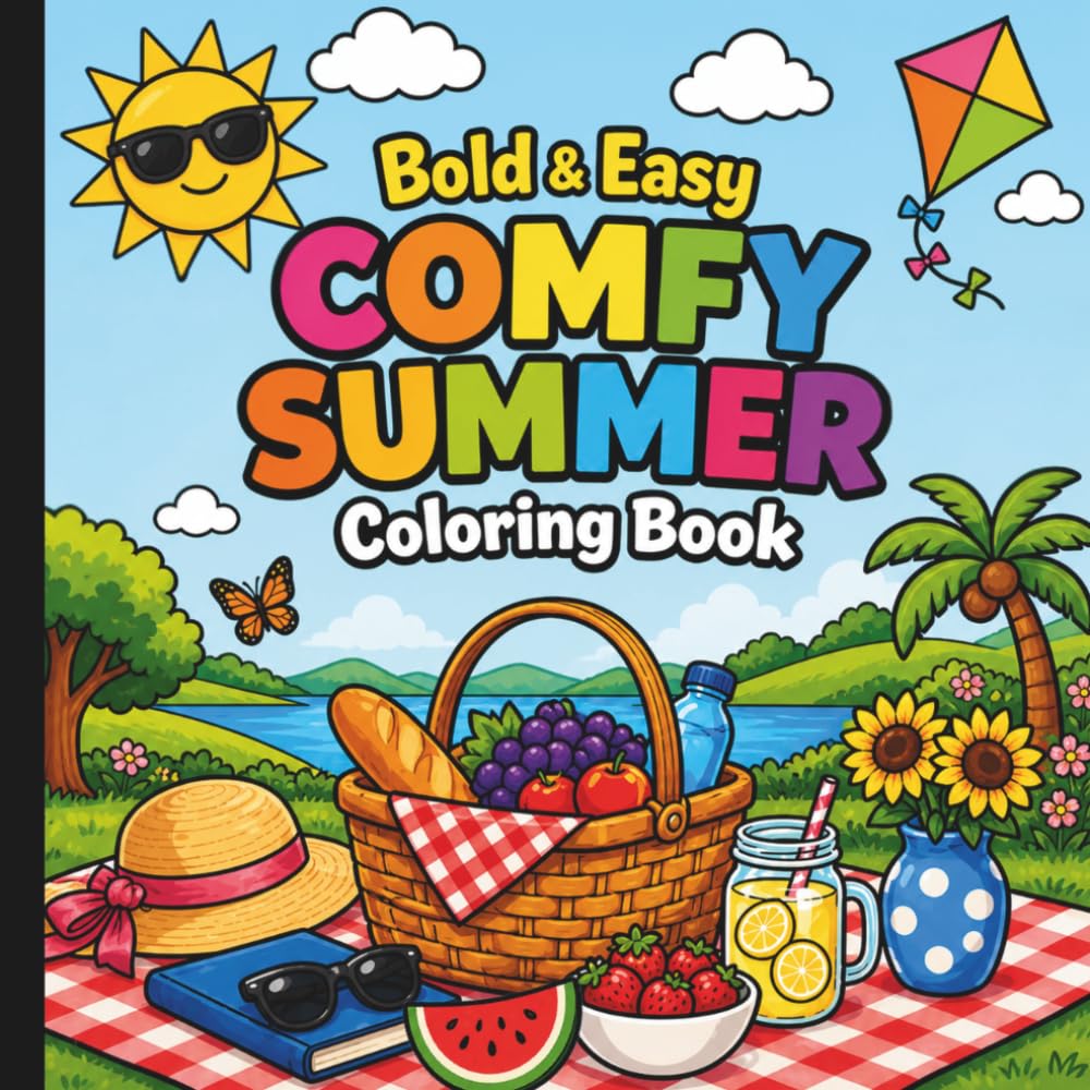 Bold & Easy Comfy Summer Coloring Book: Summer Coloring Book For Adults & Kids (Summer Fun For Everyone)