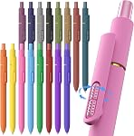 Inkipen Stylos Fidget d'encre bleue 8 Pcs 0.5mm Stylo d'écriture lisse rétractable pointe fine, stylos d'encre couleur séchage rapide pour les fournitures de bureau de l'école de journaling, encre bleue Morandi