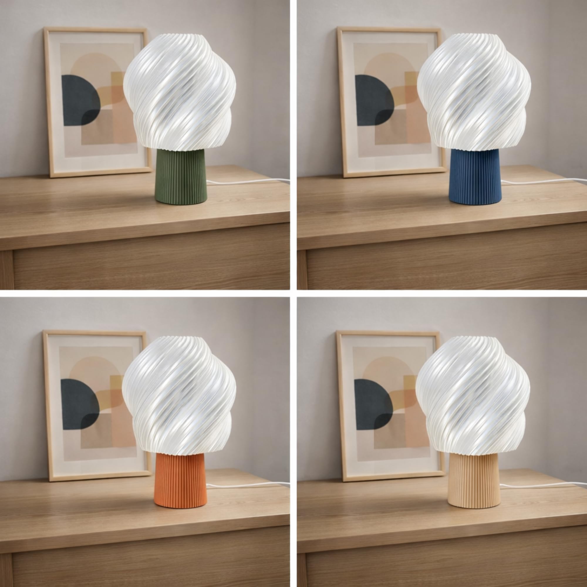 Générique Lampada da tavolo con stampa 3D, realizzata a mano in Francia, illuminazione decorativa moderna