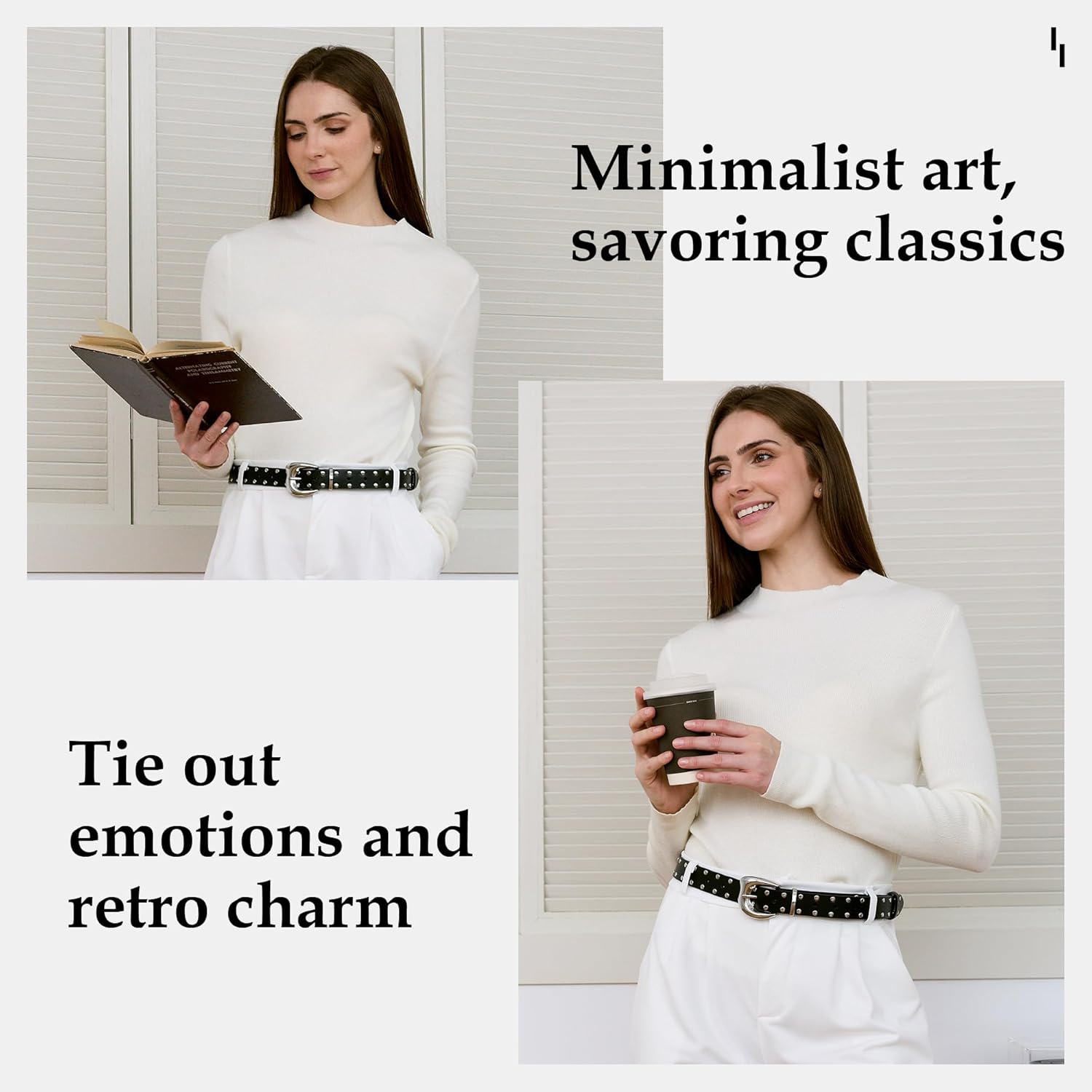 Women's Studded Leather Belts,Adjustable Womens Belts,Suitable for Jeans and Dresses Punk Belt,Length 105cm/116cm - Image 5