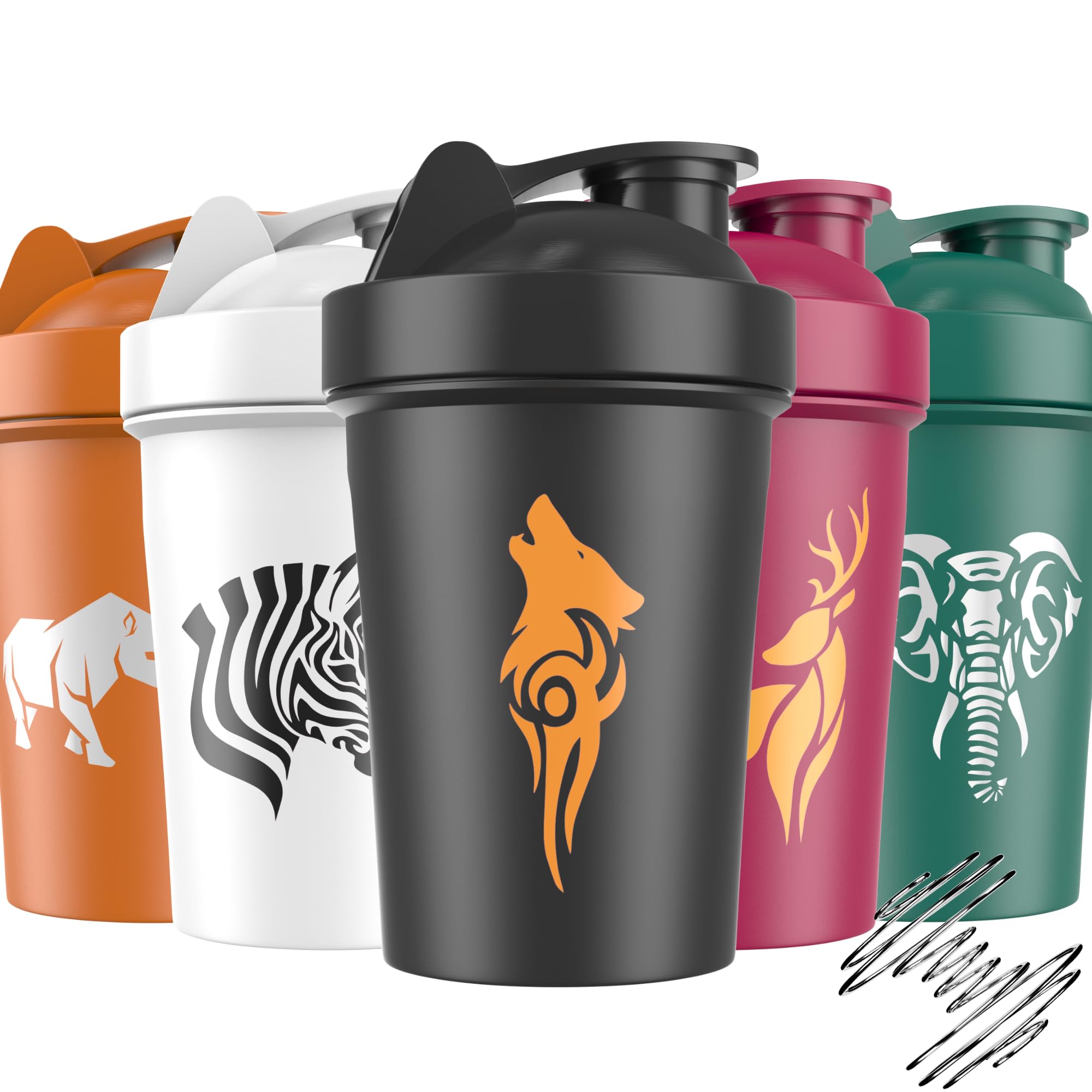 5 PACK Protein Shaker Bottles for Protein Mixes -20 OZ- Dishwasher Safe Shaker Cups for Protein Shakes - Shaker Cup for Blender Protein Shaker Bottle for Shakes Protein Shake Blender