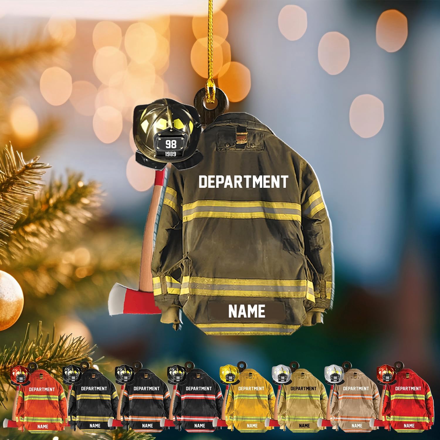 Suseaz Personalized Firefighter Uniform Ornament