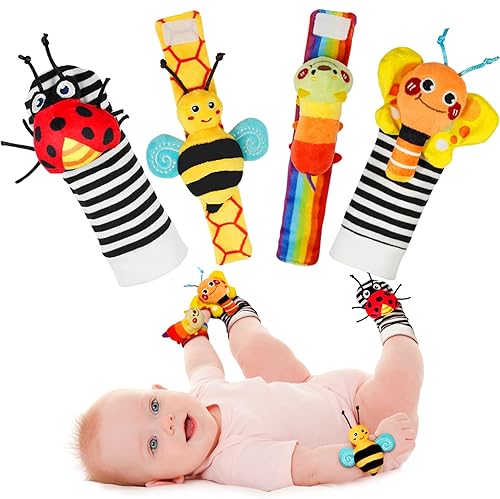 Infinno Baby Wrist Rattle Socks and Foot Finder Set, Perfect