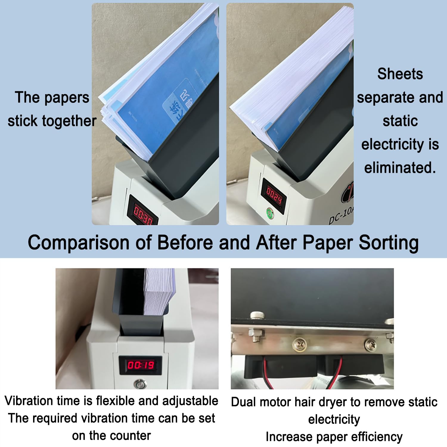 Macchina Automatica Per Lallineamento Della Carta, Finitura Efficiente Della Carta Da Scrivania, Potente Doppio Ventilatore Da 18000 Giri/min, Elimina Lelettricità Statica, Per Banche E Aziende.