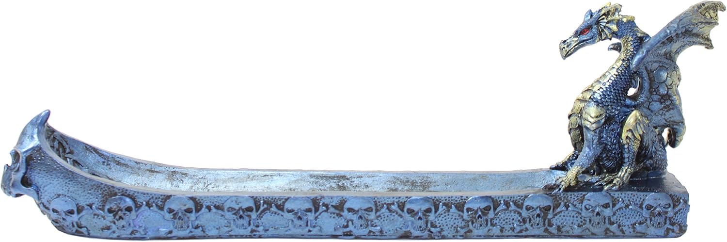 Mythical Blue Western Fire Dragon Incense Burner Holder Dark Legend Halloween Medieval Party Home Decor Gift