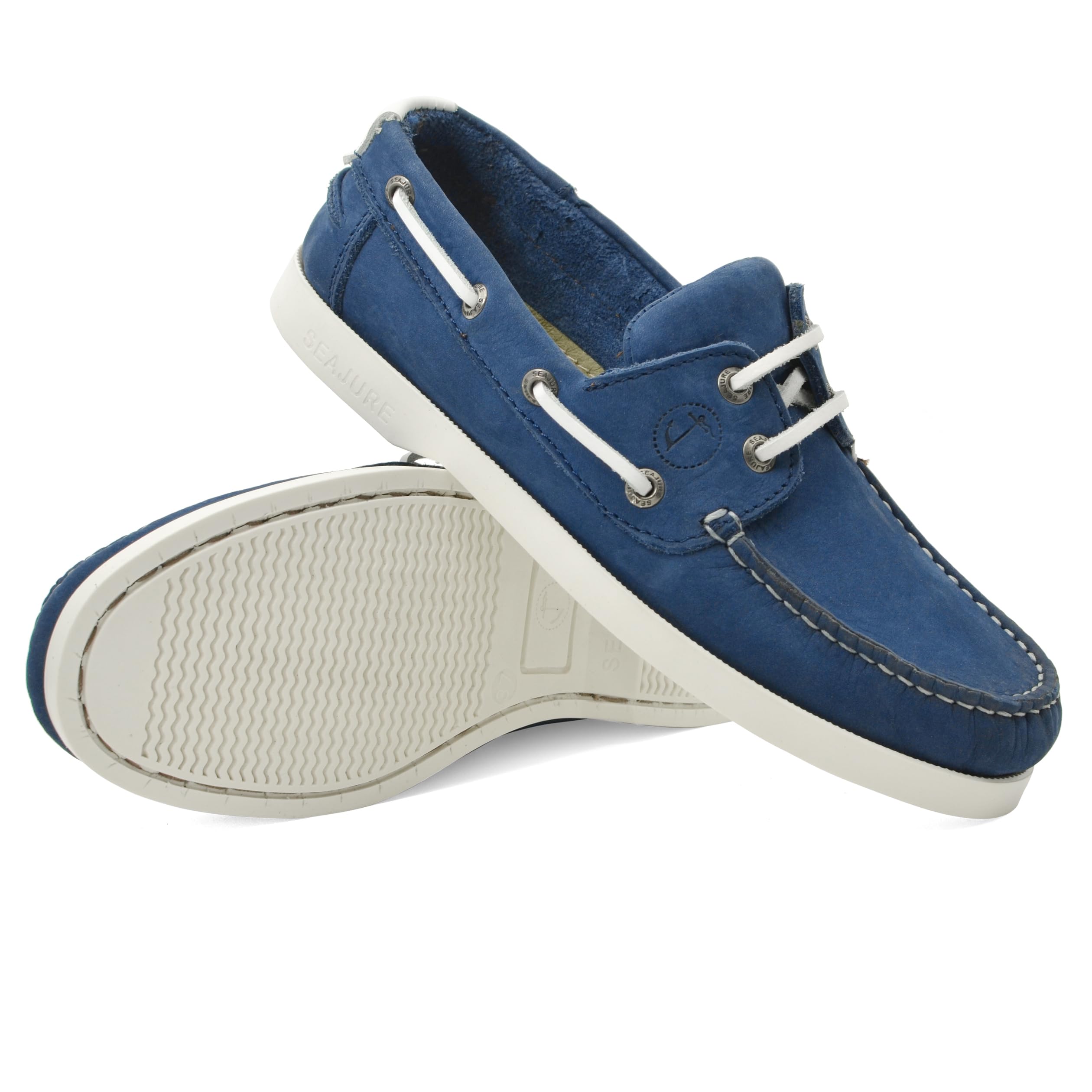Seajure Damen Bootsschuhe Sotavento Blau und Weiß Nubukleder