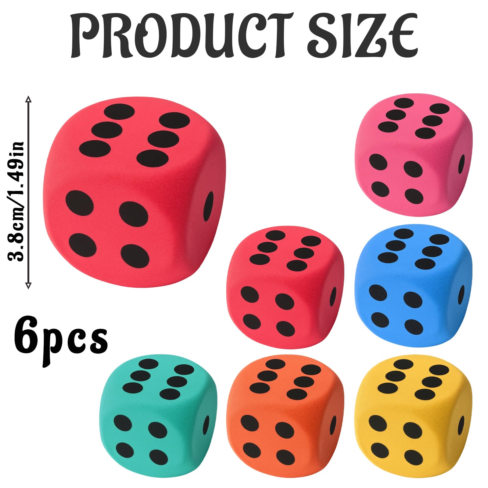 6 Pcs Large Dice, 3.8CM Large Foam Dice Set - Image 2