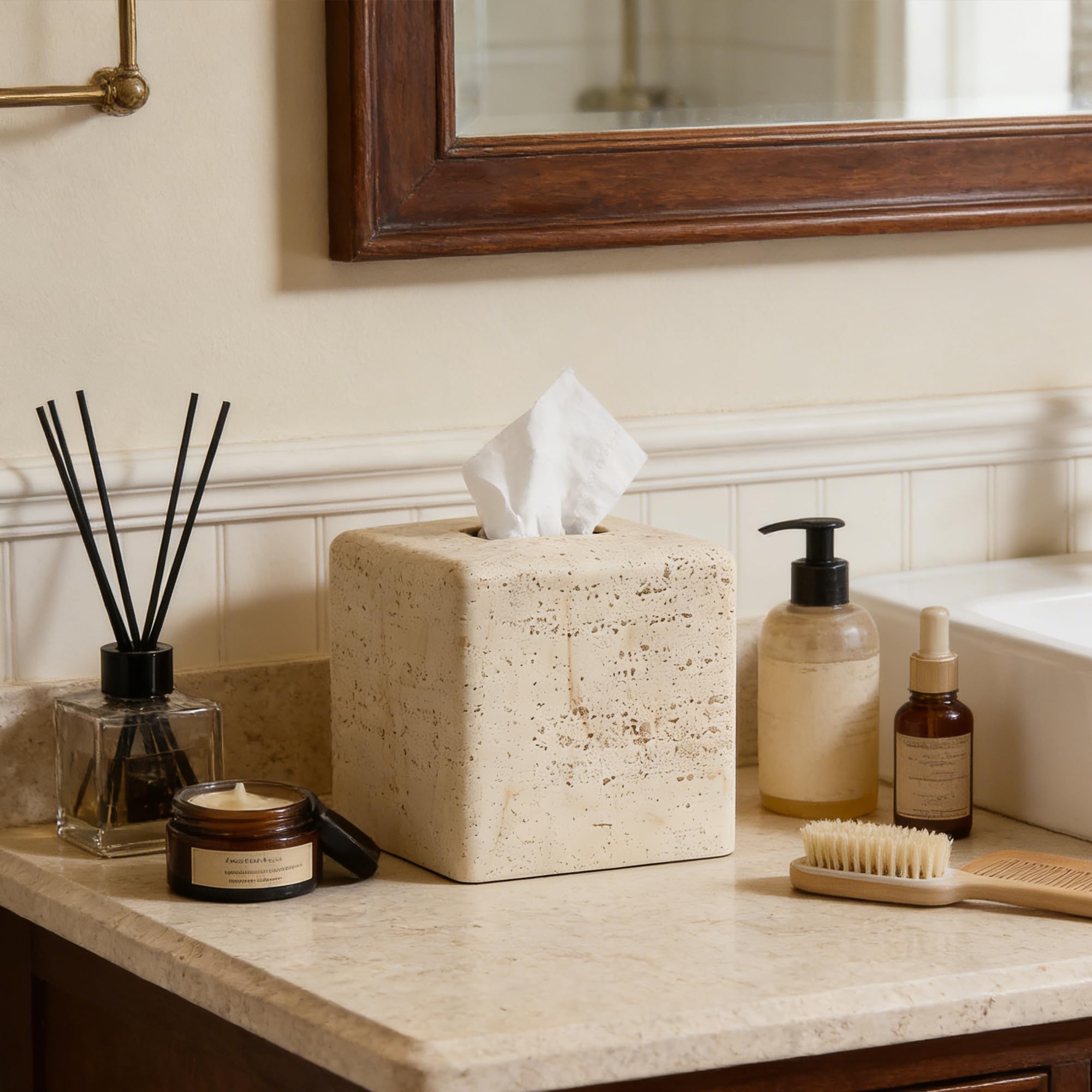 Resin Travertine Tissue Box Cover - Home Decor -2