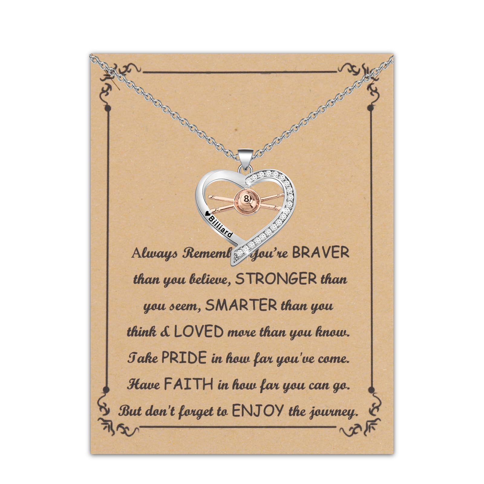 FUSTMW Billiards Necklace Billiards Gift for Billiards Lover Necklace Eight Ball Charm Necklace Billiards Jewelry for Women