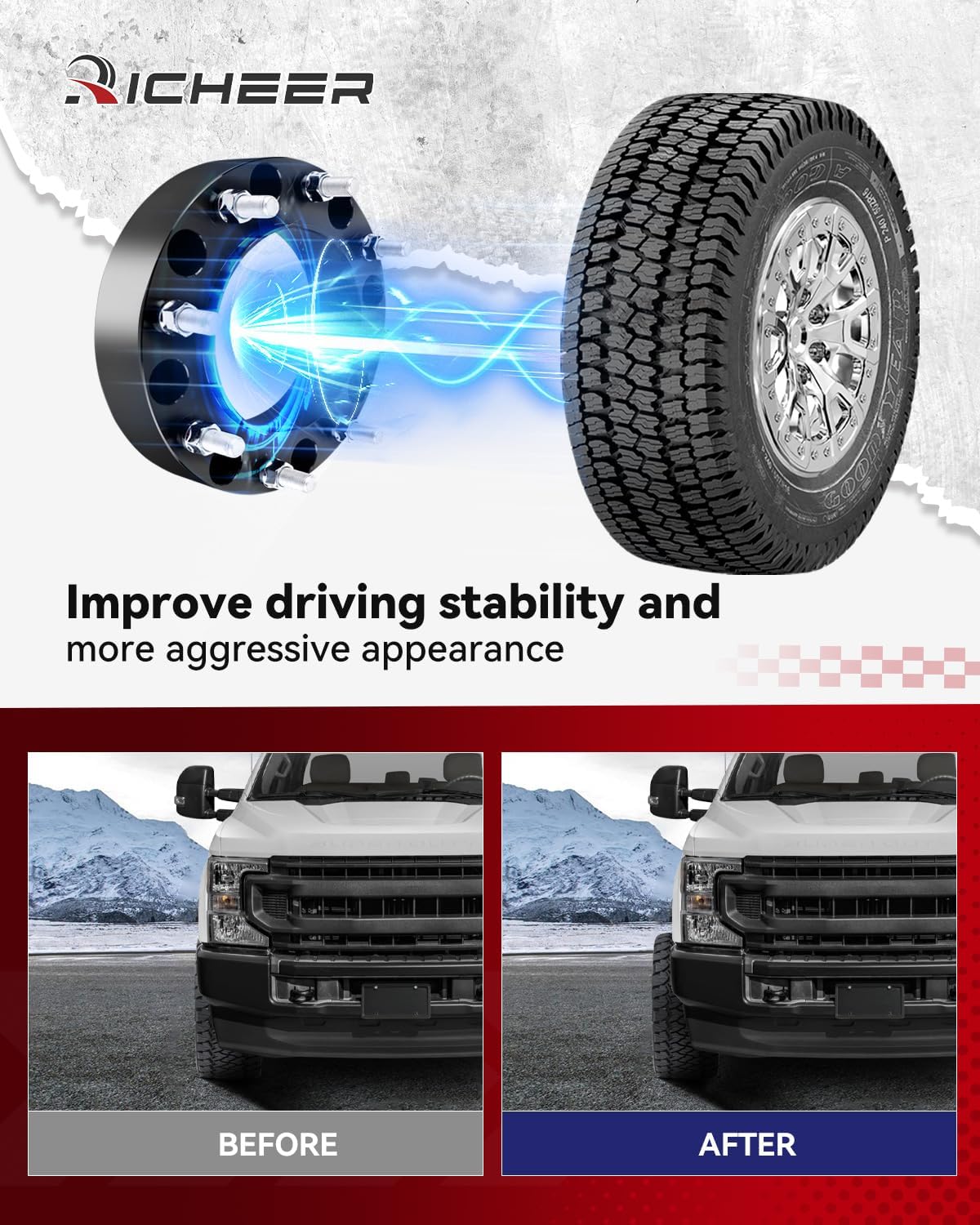 Richeer 8x170 Hubcentric Wheel Spacers for 2005-2025 F250 F350 Super Duty, 2 inch 8x170mm Wheel Spacer with 14x1.5 Studs & 125mm Center Bore