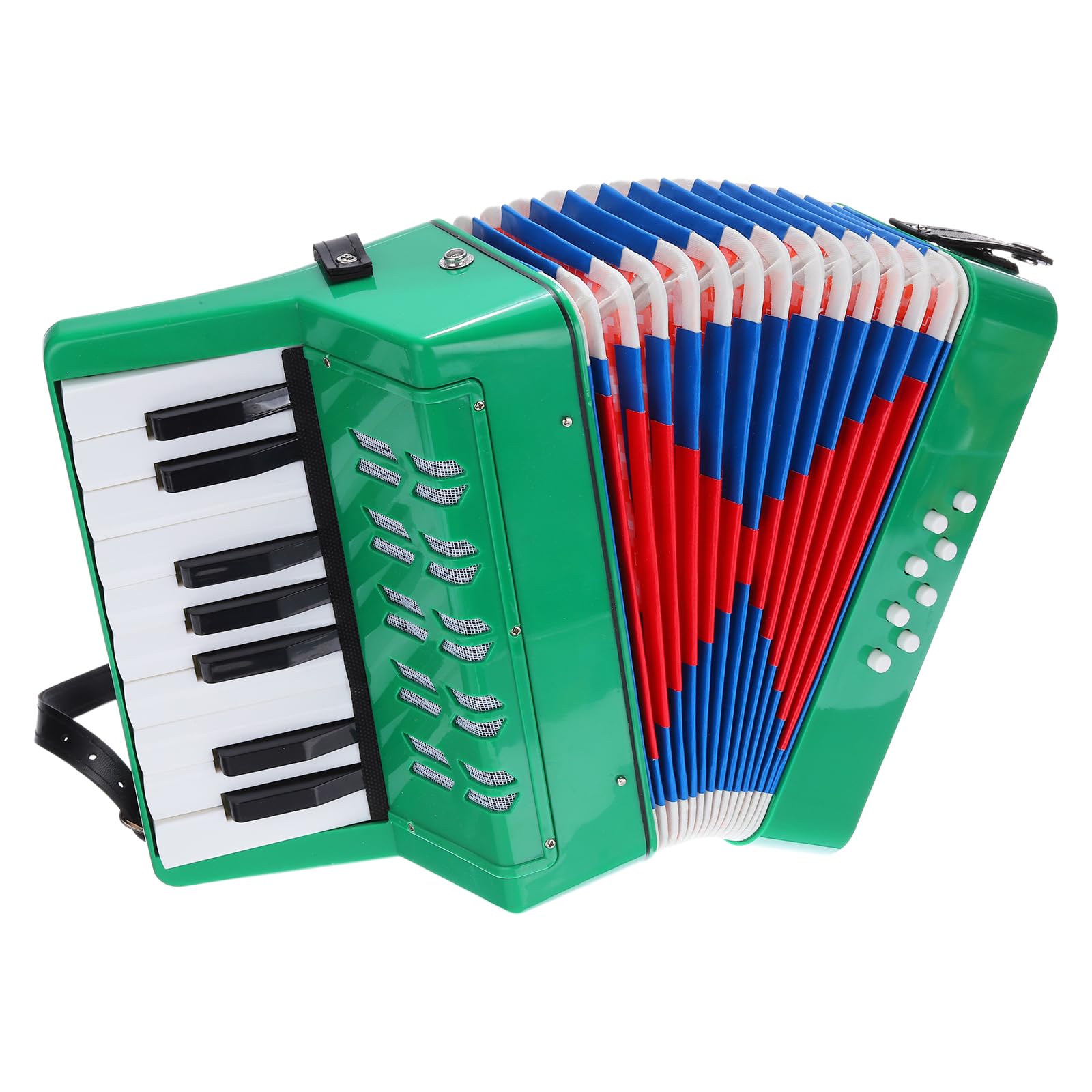 QUARKZMAN Akkordeon 17 Tasten 8 Bassknopf Ziehharmonika Spielzeug Mini Musikinstrument Leicht für Erwachsene Anfänger Bildung, Grün