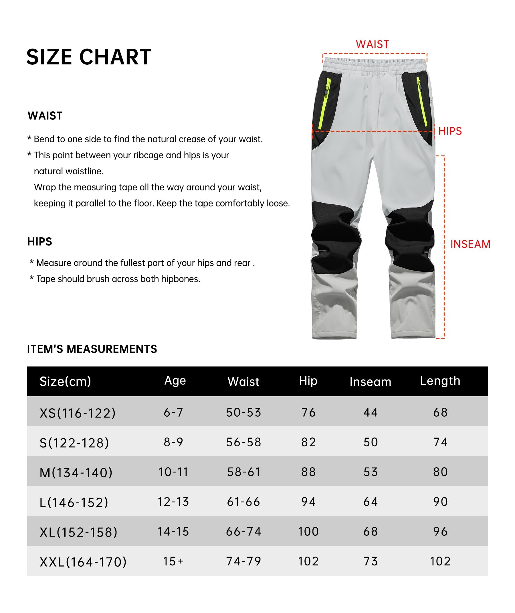 WILLIT Pantalones de softshell para niños, térmicos, forrados, para niños, niñas, invierno, impermeables, resistentes al viento, con bolsillos