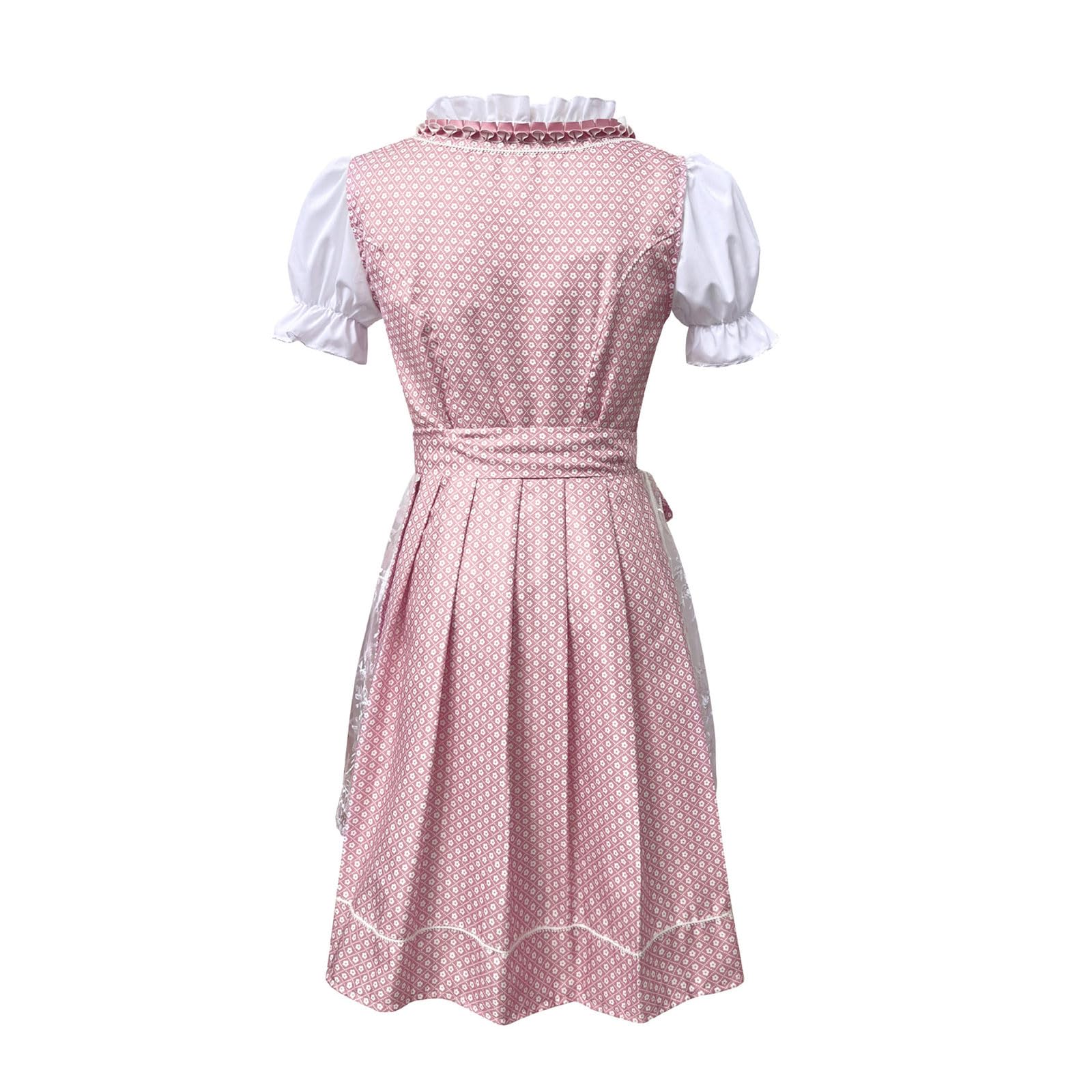 AACH Dirndl Damen Midi Trachtenkleid Trachtenmode Dirndlkleider Trachtenrock Spitze Swing Kleid Traditionelles Halloween Kleider für Karneval Oktoberfest Party Kostüm Besondere Anlässe
