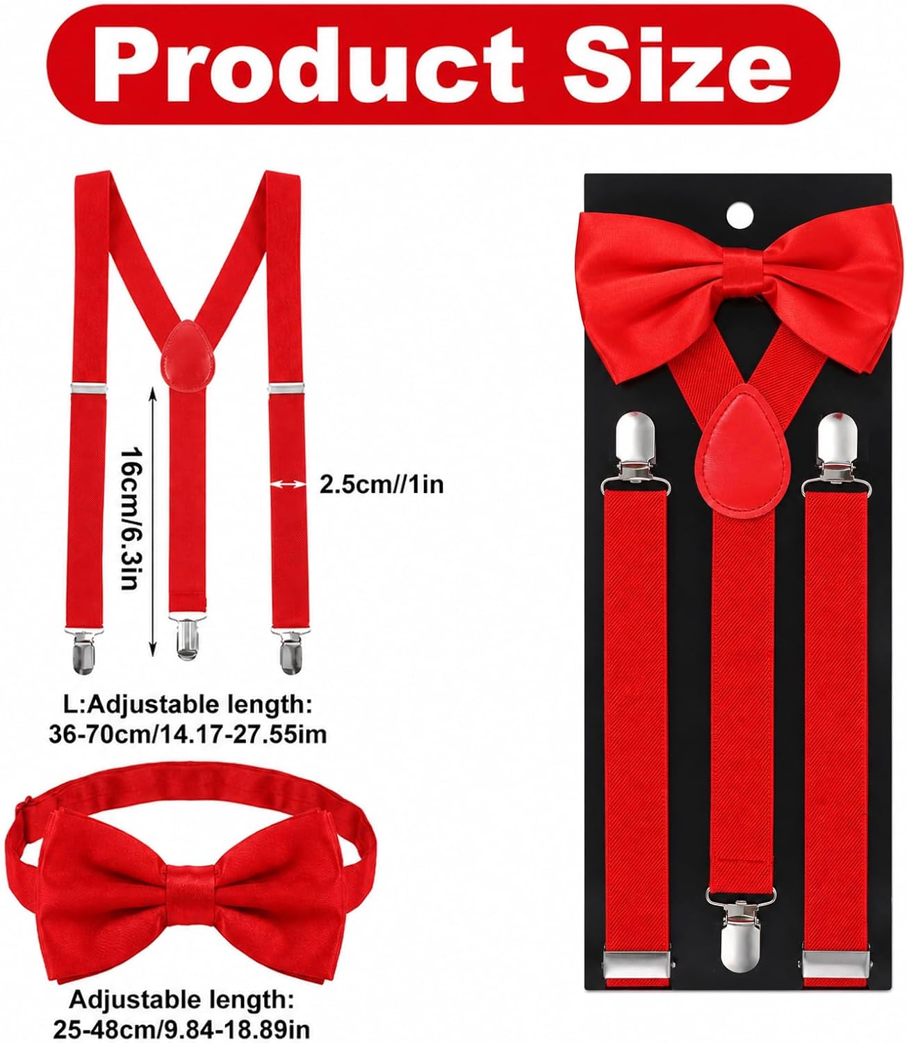 Suspenders and Bow Tie Set for Men Adjustable Elastic Braces with Y-Back