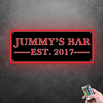 Bar Neon Sign, Personalized Metal Sign, LED Light Up Sign, Family Wall Decor, Style 3