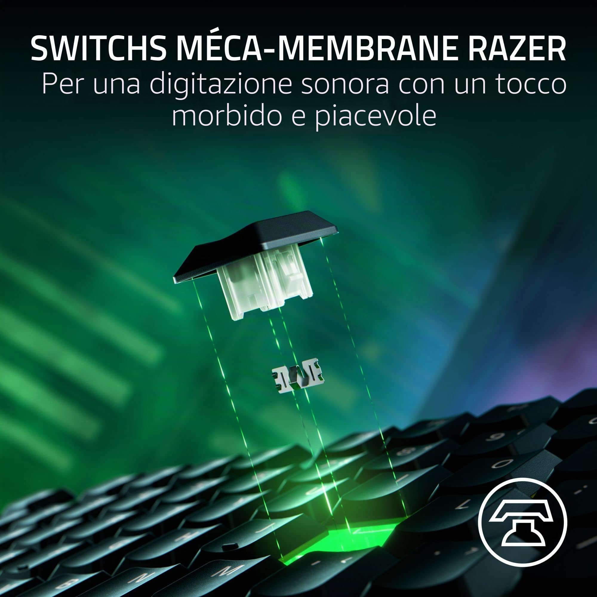 Razer Ornata V3 Tenkeyless - Tastiera da gioco compatta a basso profilo (interruttori a membrana meca, poggiapolsi magnetico, tasti in ABS verniciato ai raggi UV) tastiera AZERTY | Nero