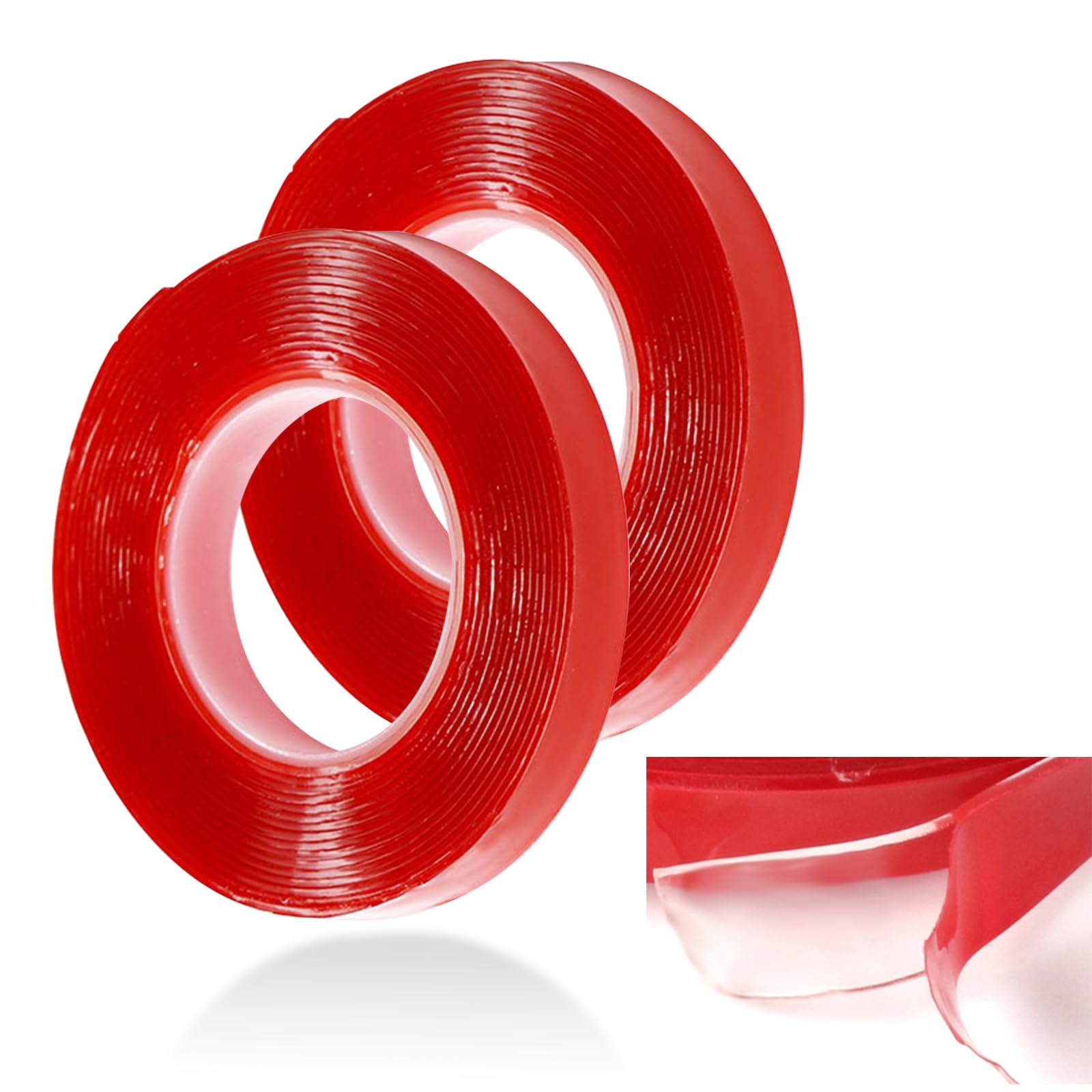 nalaina2 Pack Double Sided Tape,Double Sided Mounting Tape,Acrylic Clear Strong Adhesive Waterproof Removable for Carpet Fix, Home Office Wall Decor, DIY Crafts, Car Glass Decor