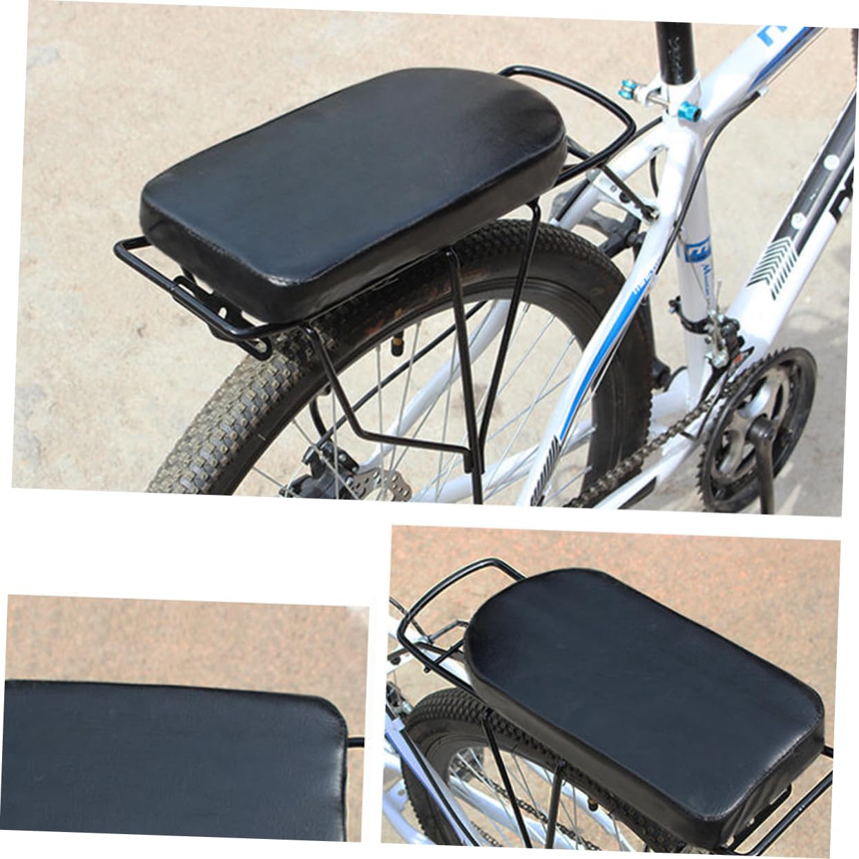 KICHOUSE 1pc Bike Rack Mat Soft Sponge Rear Saddle Seat Pad for Rear Rack Leatherette Finish Essential Accessory for Black