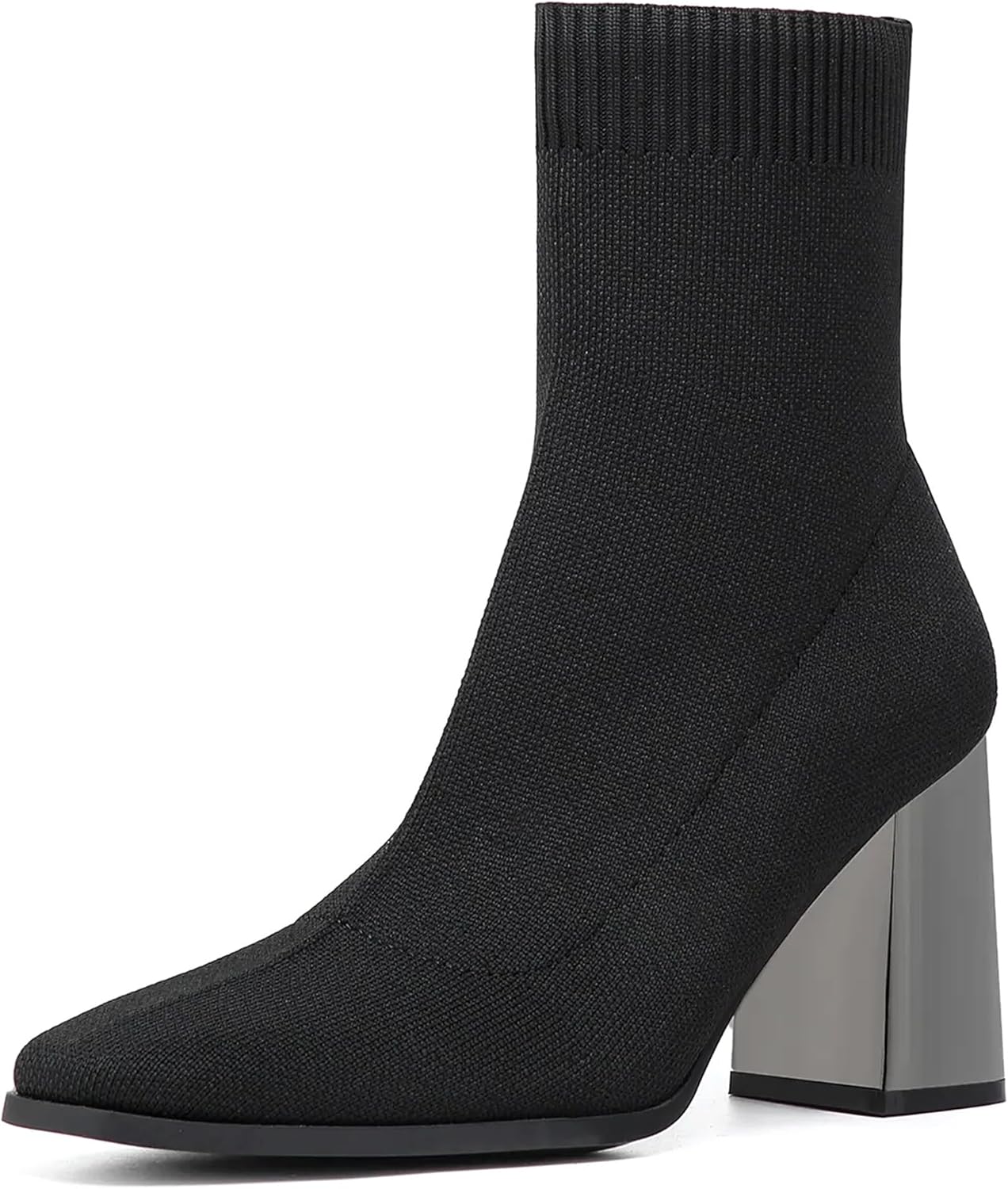 NEWBELLA MOUSSE FIT Women's Minimalist Pointed Toe Chunky Heeled Ankle Boots