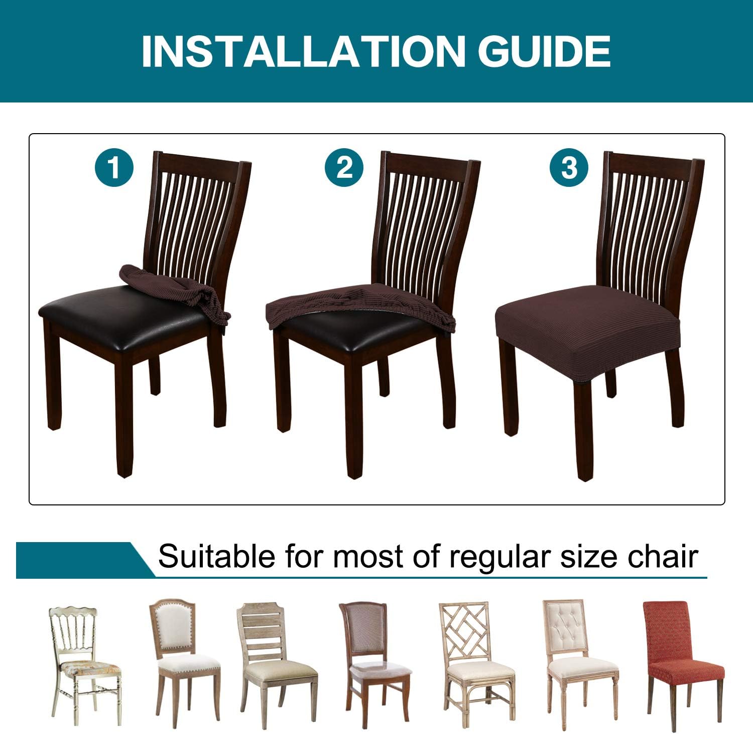 Bеѕt Dеаl Turquoize Stretch Jacquard Chair Seat Covers Seat Covers for Dining Room Chair Covers Chair Seat Slipcovers Removable Washable Chair Seat Cushion Slipcovers for Dining Room (4 Pack, Brown)