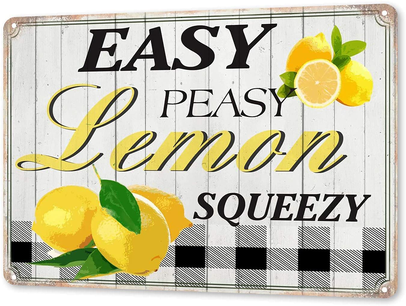 Metal Decor Signs Lemon Tin Sign Easy Squeezy Vintage Bar Home Kitchen Wall Decoration Lemon Sign Metal Sign Vintage Home Decor Rustic Aluminum Tin Signs Wall Art Metal Poster 8x12 inch