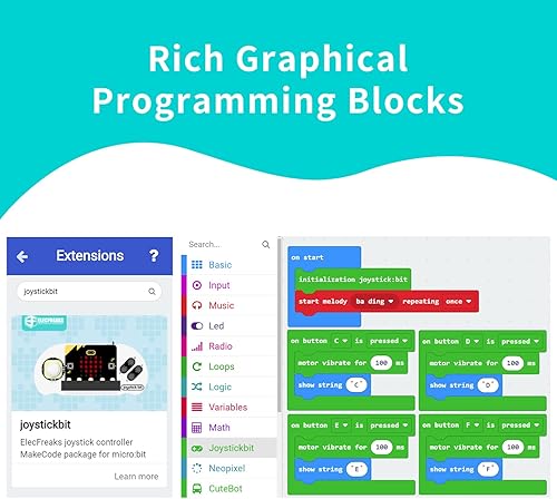 Miniatura 5 de ELECFREAKS microbit Game Joystick Mango de control inalámbrico por Microbit STEAM Education DIY controlador de programación gráfica (sin microbit)