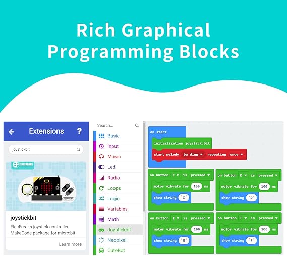 ELECFREAKS microbit Game Joystick Wireless Control Handle Micro:bit STEAM Education DIY Graphical Programming Controller(Without Micro:bit)