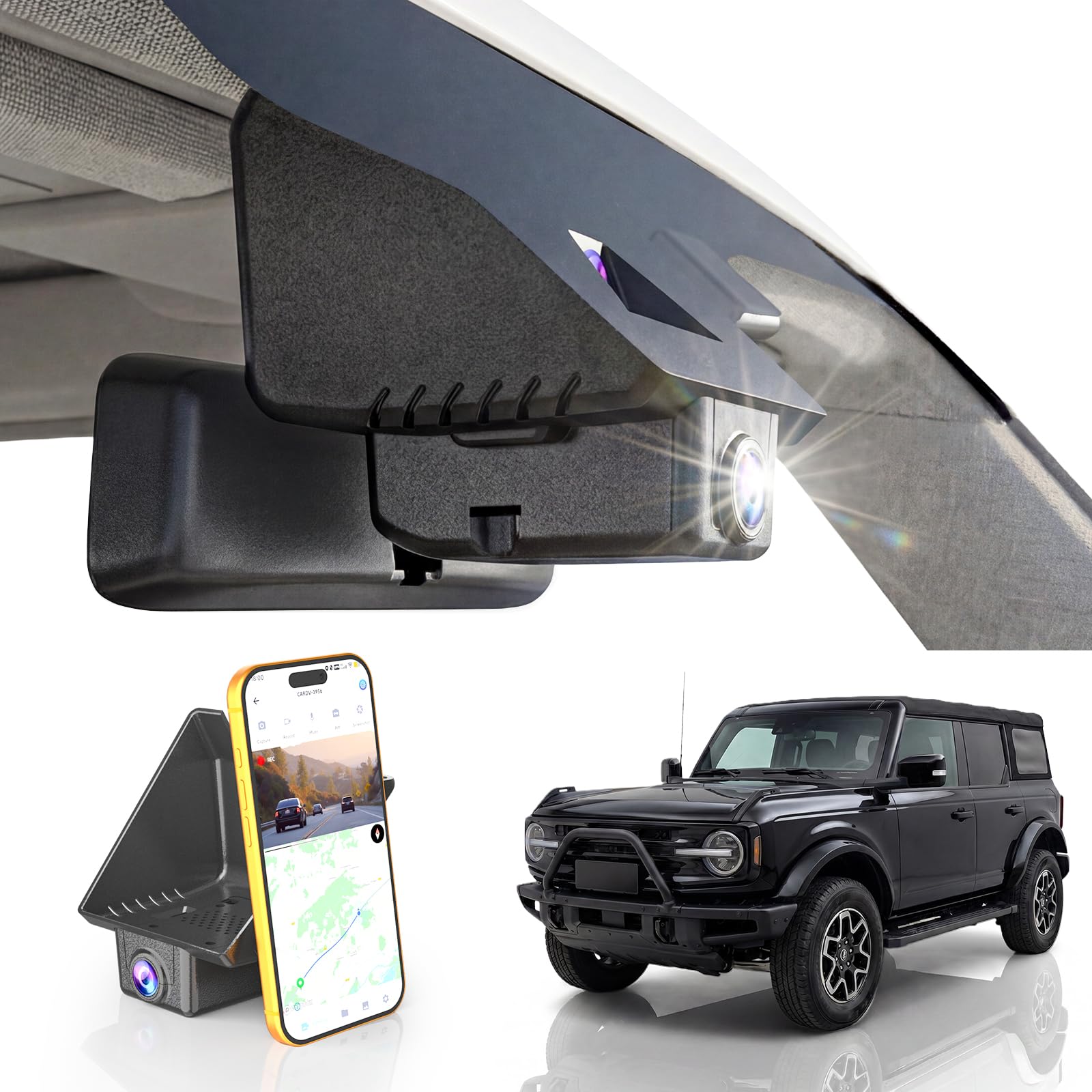 Photo 1 of GATGIT 4K Dash Cam Suitable for Ford Bronco 2021-2024 & Rapor (Model A) Not for Bronco Sport, Integrated Camera,OEM Look,UHD 2160P Video HDR, APP, Loop Recording, G-Sensor, Plug & Play,5.8G Wi-Fi,GPS