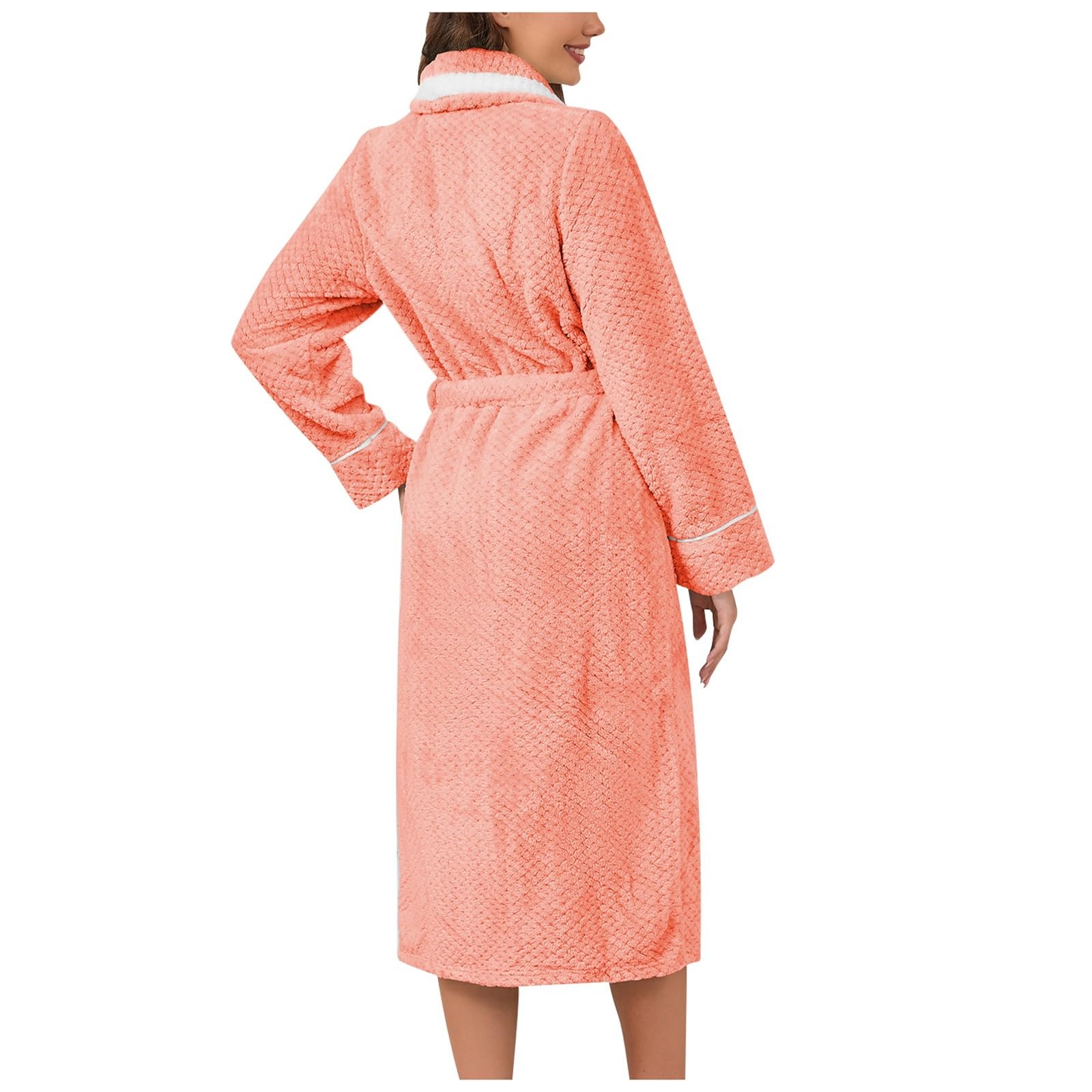 Generisch Peignoir de bain pour femme en tissu éponge moelleux en polaire douce et chaude en coton éponge torsadé poches côtelées longueur genou col en V spa plage mariage fête dormir