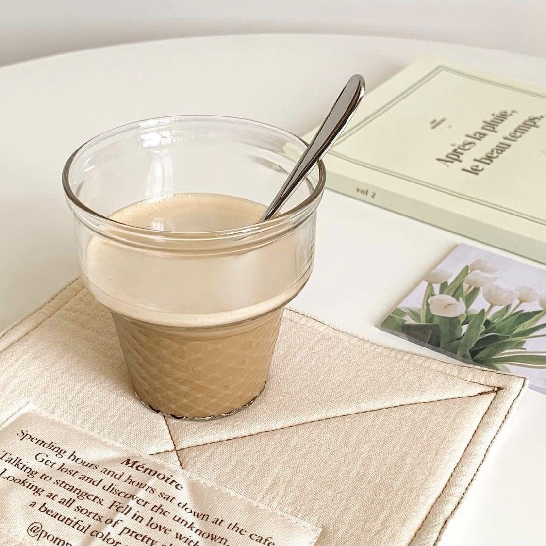Set da 6 Bicchieri Gelato in Vetro Resistente e Trasparente con Design a Cono, Coppe per Dessert, Yogurt, Caffè, Dolci, Tè e Bevande, Ideali per Feste, Cene e Uso Quotidiano, Lavabili in Lavastoviglie