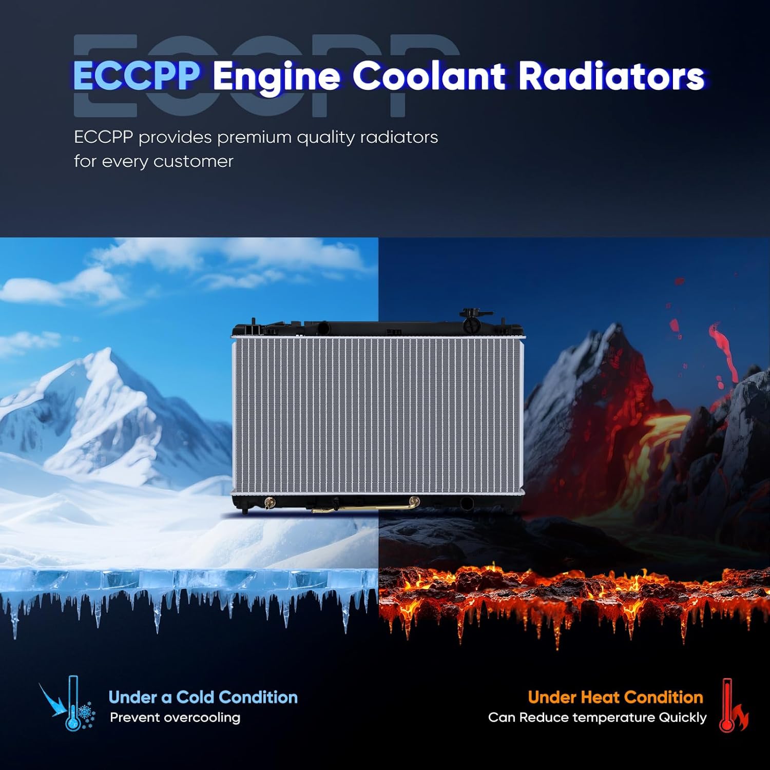 ECCPP 2917 Engine Coolant Radiator Compatible with Toyota Camry 2.4L 2.5L 2007-2011 Replace CU2917, 164000H210, 164000H240, 164000H310, ‎TO3010312 Aluminum Automotive Replacement Engine Radiator