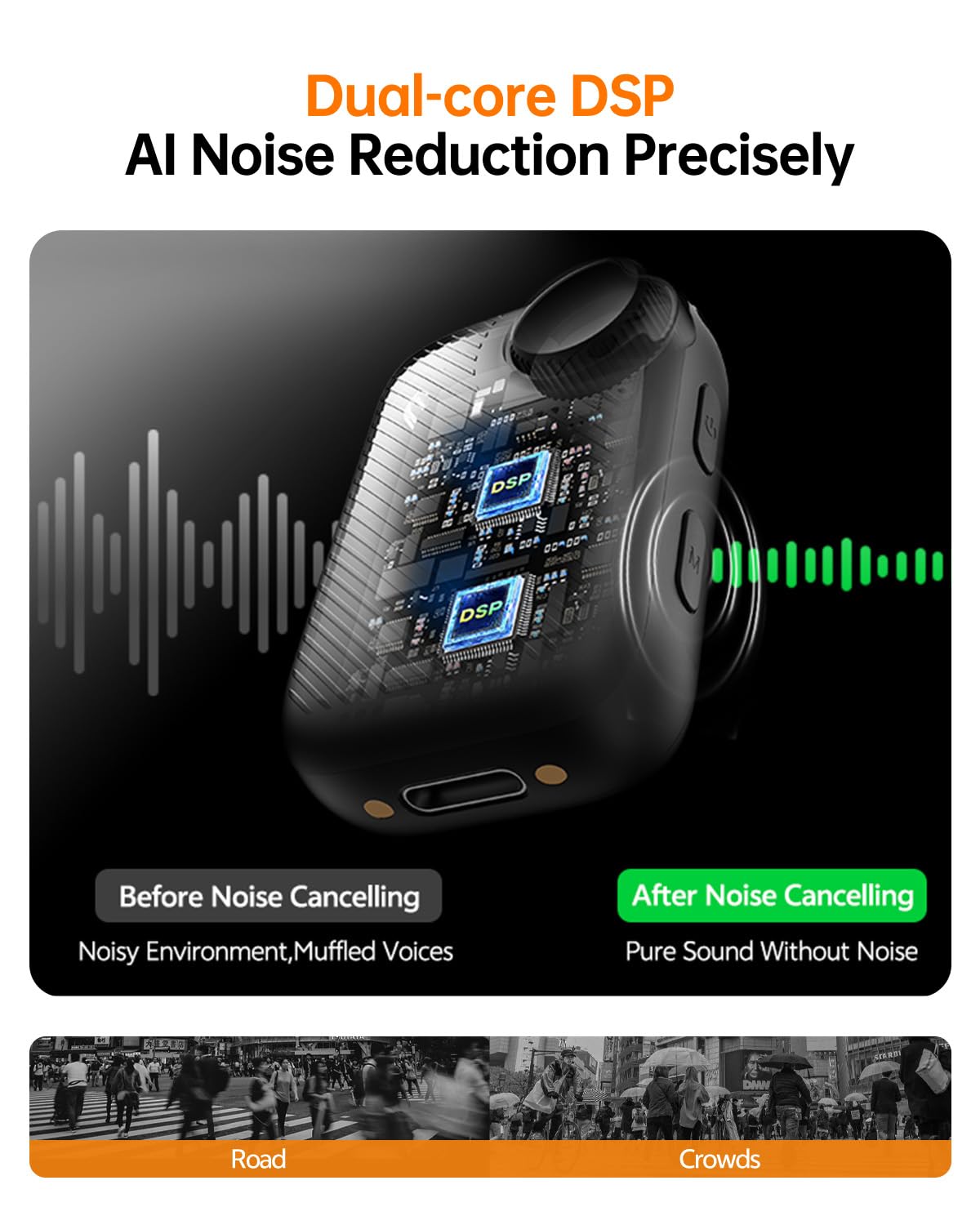 Micrófono S20 (2 TX + 1 RX + funda de carga), mini micrófono para iPhone/Android/cámara, audio alto de 48 kHz/24 bits, cancelación de ruido de IA, uso de 48 horas, rango de 850 pies, micrófonos