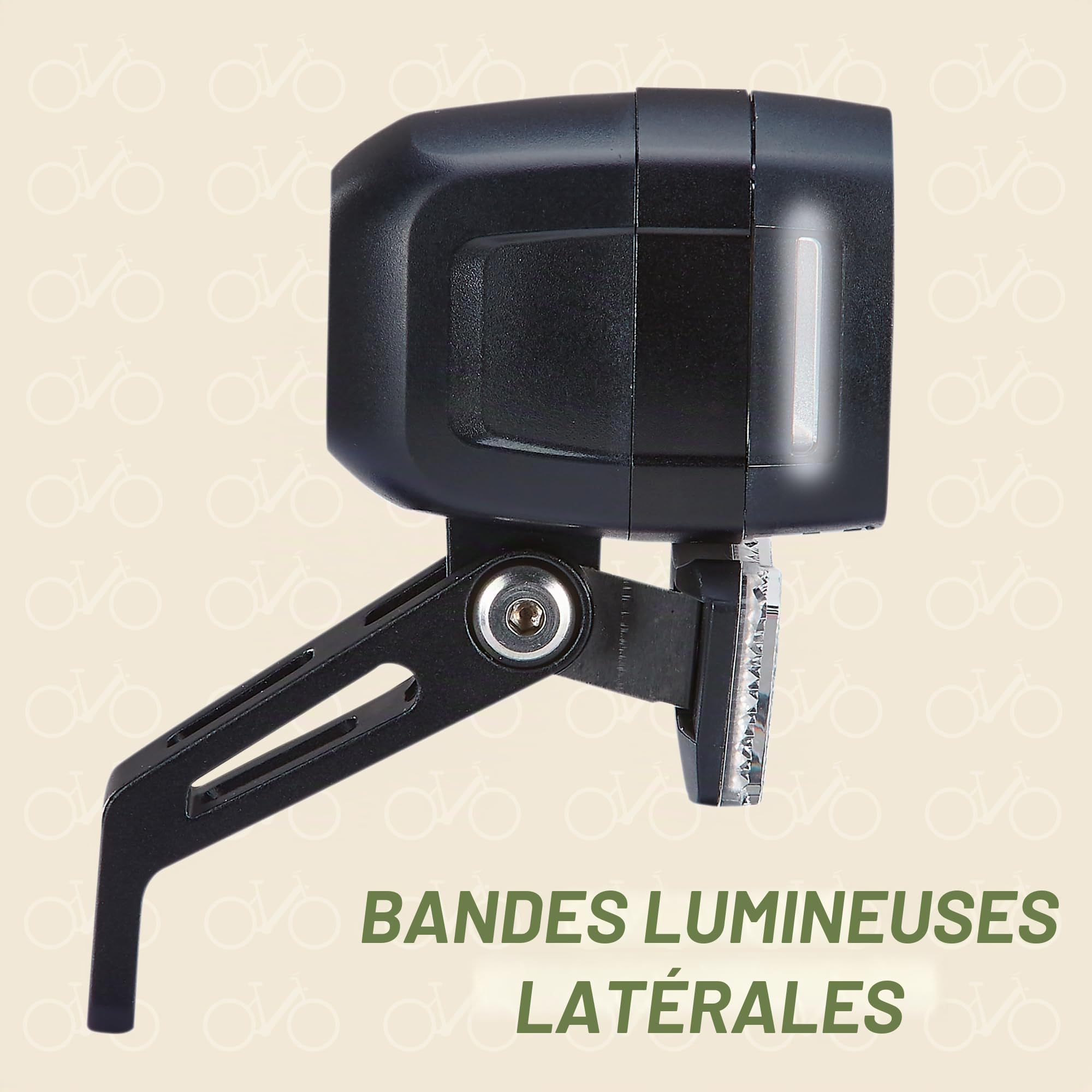 Prophete Phare LED 120 Lux | Éclairage de vélo | Aluminium | LED OSRAM | pour vélo électrique (6-48 V) | Support Inclus | Visibilité latérale