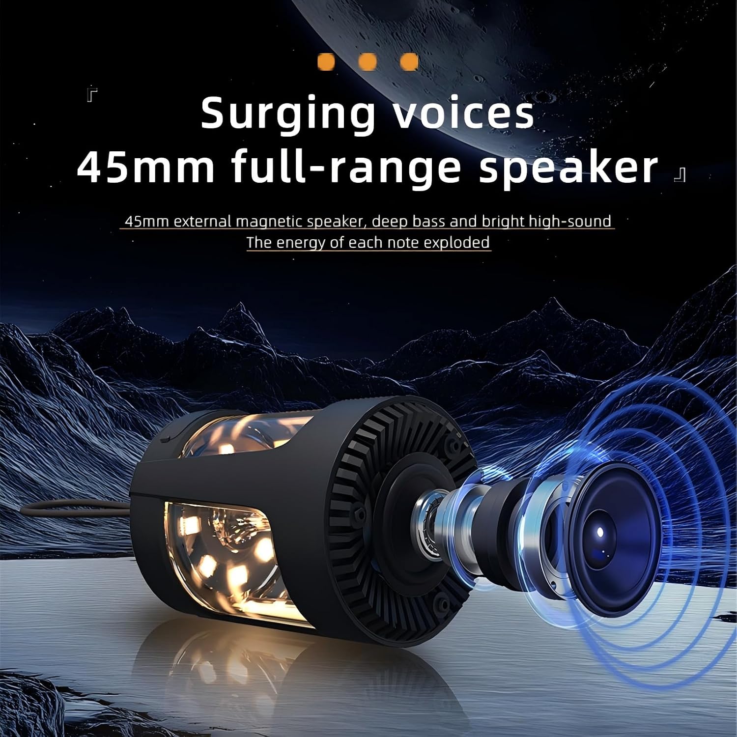 Outdoor Bluetooth Speaker with Camping Lantern, TF Card Speaker，360° RGB Lights, IPX5 Waterproof, Applicable to Portable for Outdoor Camping, Porch, Backyard & Camping, Desert Sand (White)
