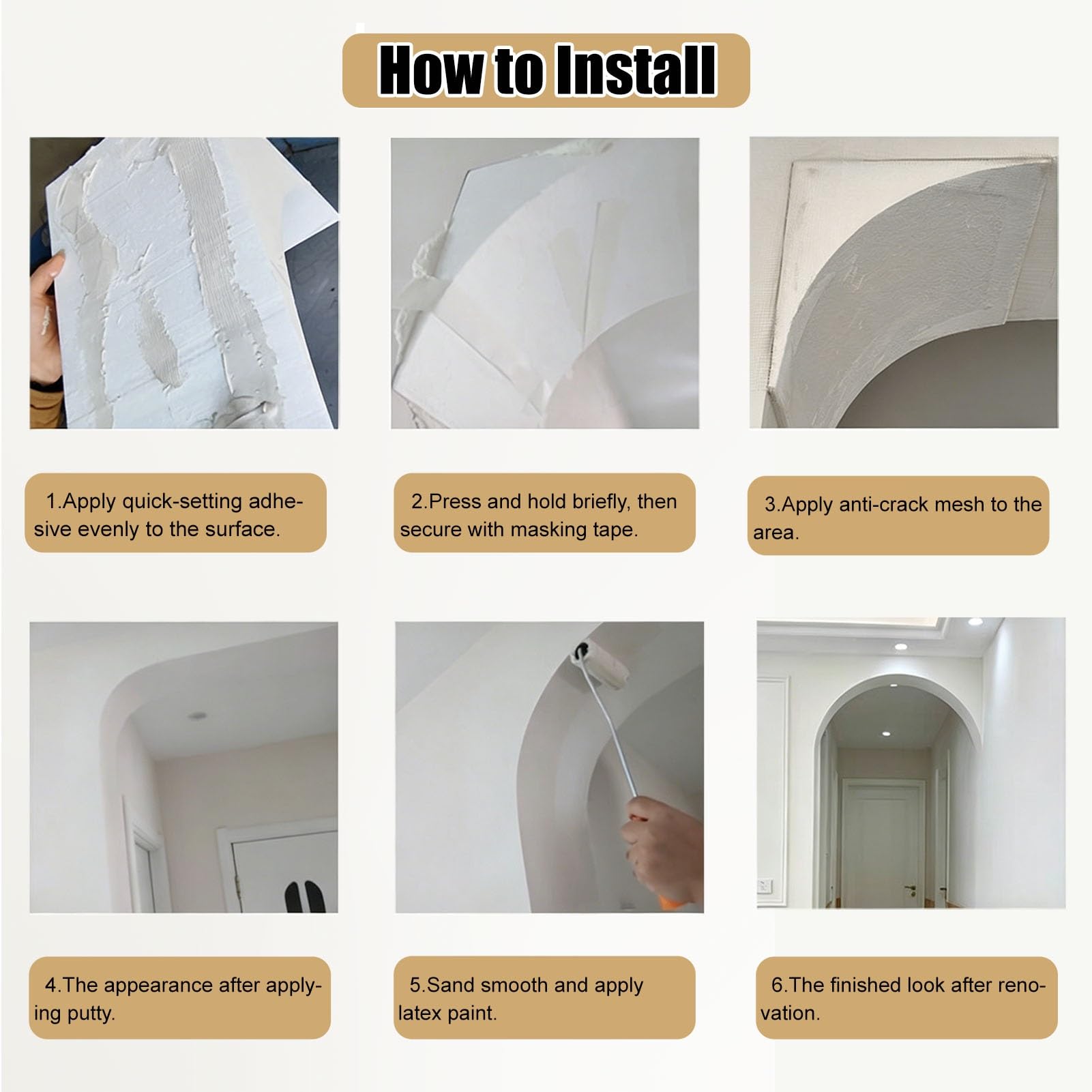Uniwersalne okrągłe listwy drzwiowe KreCut HighDe Foam Door Architrave zestaw do samodzielnego montażu drzwi e zawiasy łatwe do włożenia i dostosowania, idealne do remontu domu.