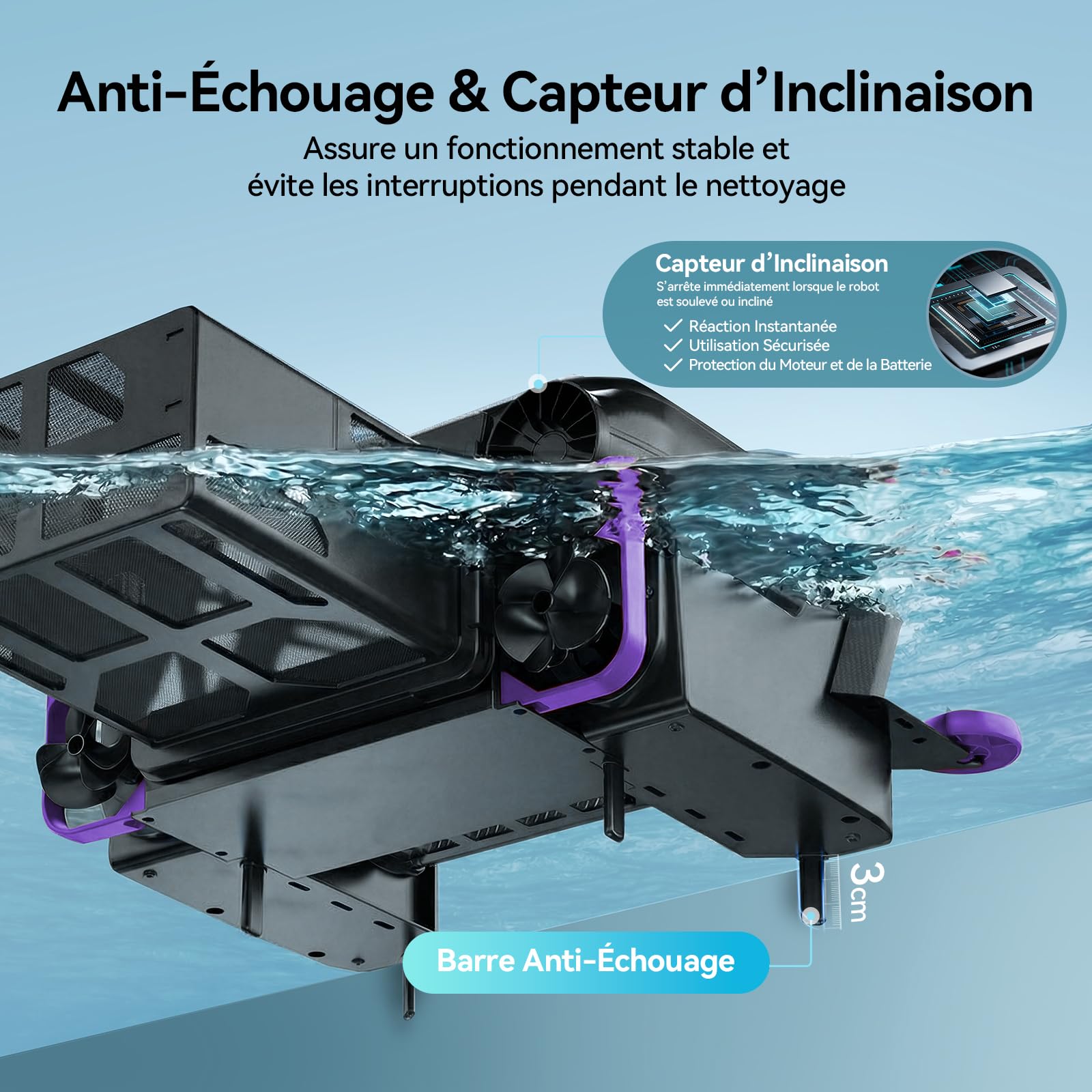 Redkey S500 Robot Nettoyeur Skimmer Solaire, Robot Piscine Solaire Surface 24/7, Double Moteurs, Double Système de Charge, Détection Intelligente D’Obstacles, Système de Filtration Fine 200µm