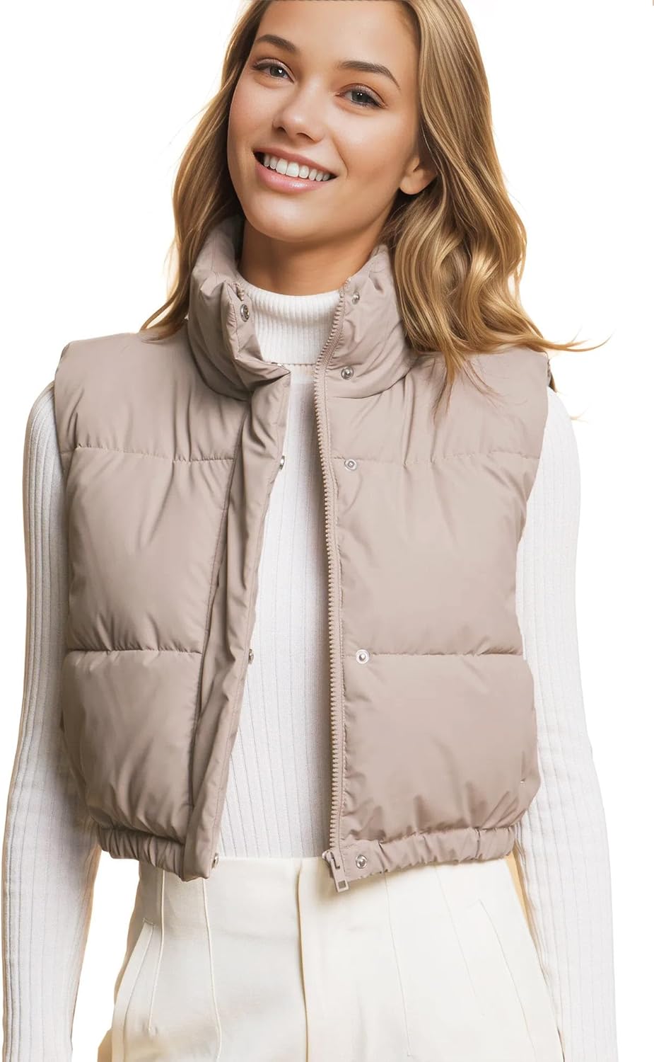 Micro Faux Leather Puffer Vest