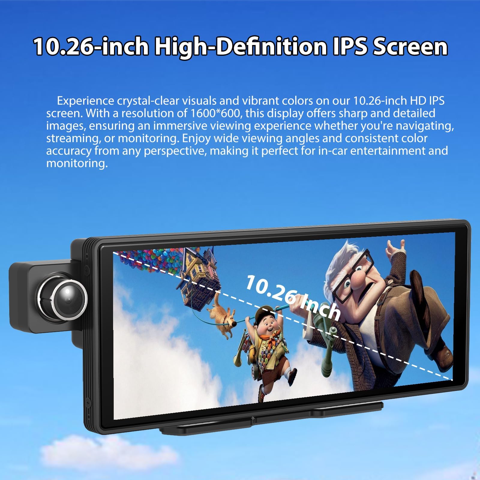 Sunweyer 10,3-calowy samochodowy rejestrator wideo, przenośny samochodowy stereo, do monitorowania dziecka, kamery na tylnym siedzeniu, przenośny bezprzewodowy ekran CarPlay, Android Auto, nawigacja