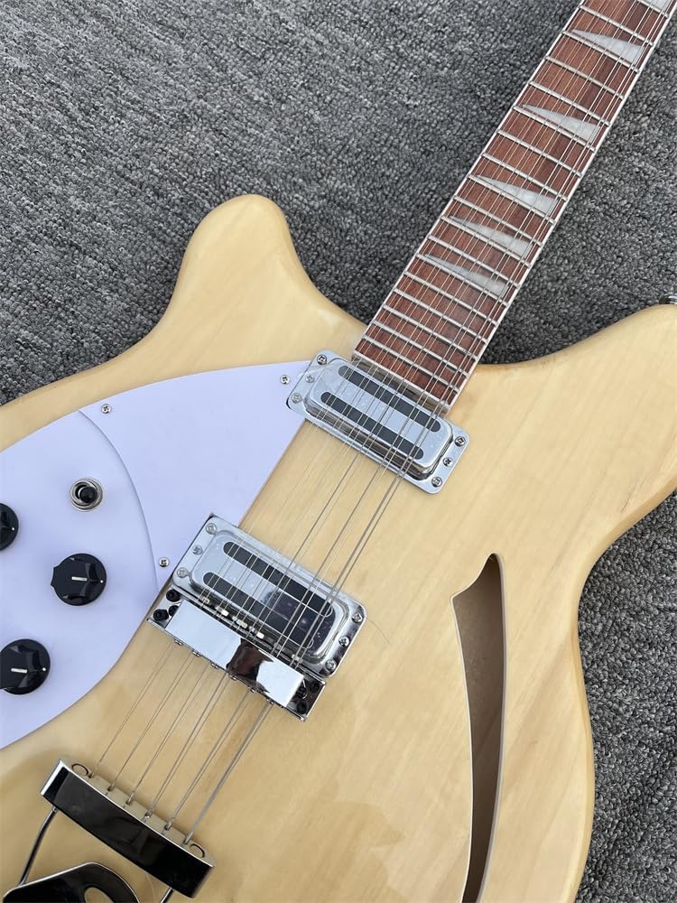 Guitarra eléctrica personalizada de 12 cuerdas, cuerpo tilo 360, diapasón palisandro, pieza trasera 'R', color natural