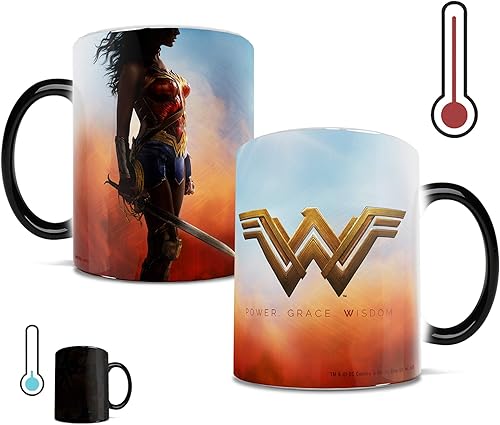 Miniatura 1 de Tazas cambiantes DC Comics Wonder Woman, taza de cerámica para café con efecto térmico, 11 onzas, 11onza